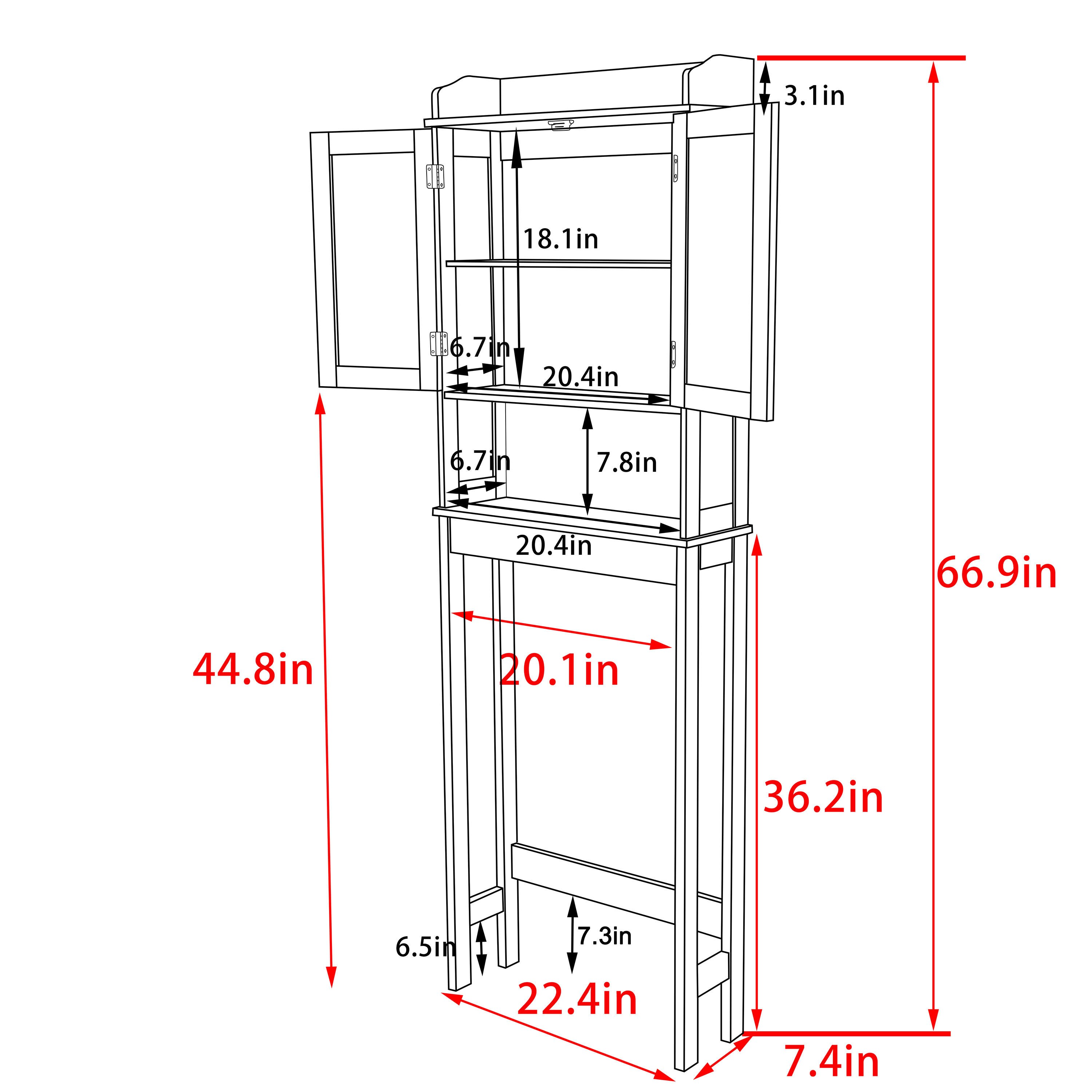 Veikous Bathroom Over the Toilet Storage Cabinet Organizer with Doors and  Shelves, 7.4 in. D x 22.4 in. W x 66.9 in. H, White at Tractor Supply Co.