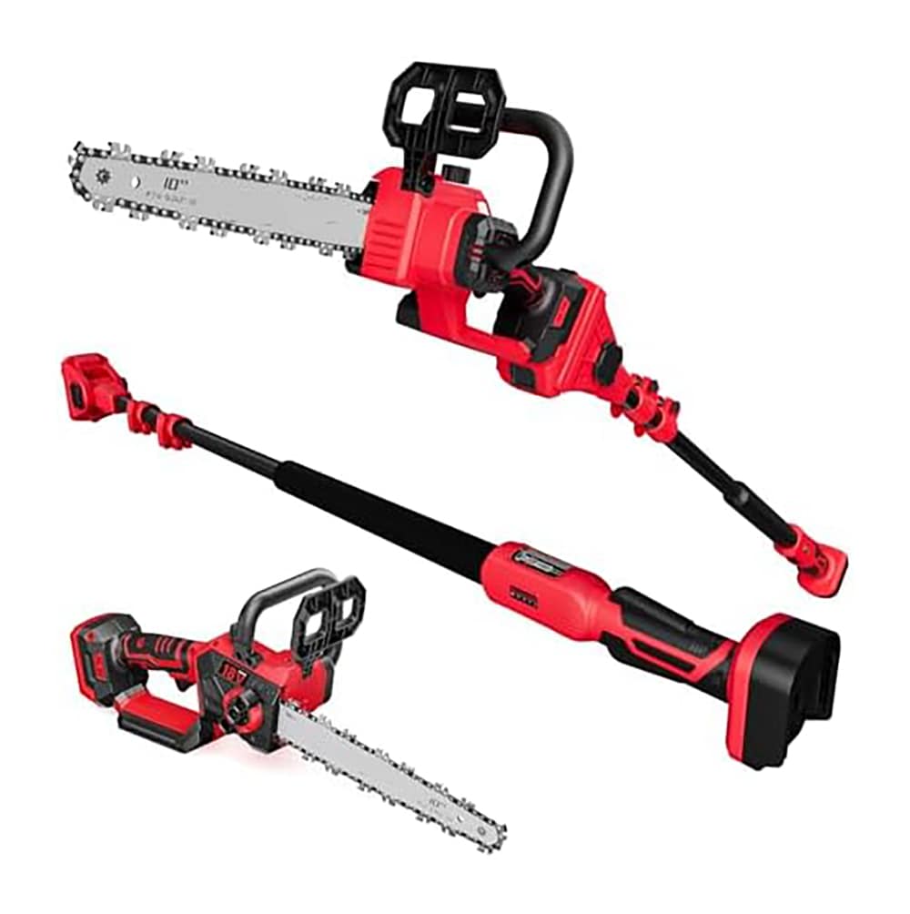 Etokfoks  2 in 1 10 inch pole saw and chainsaw with telescoping extension up to 14 5 ft reach auto lubrication brushless motor