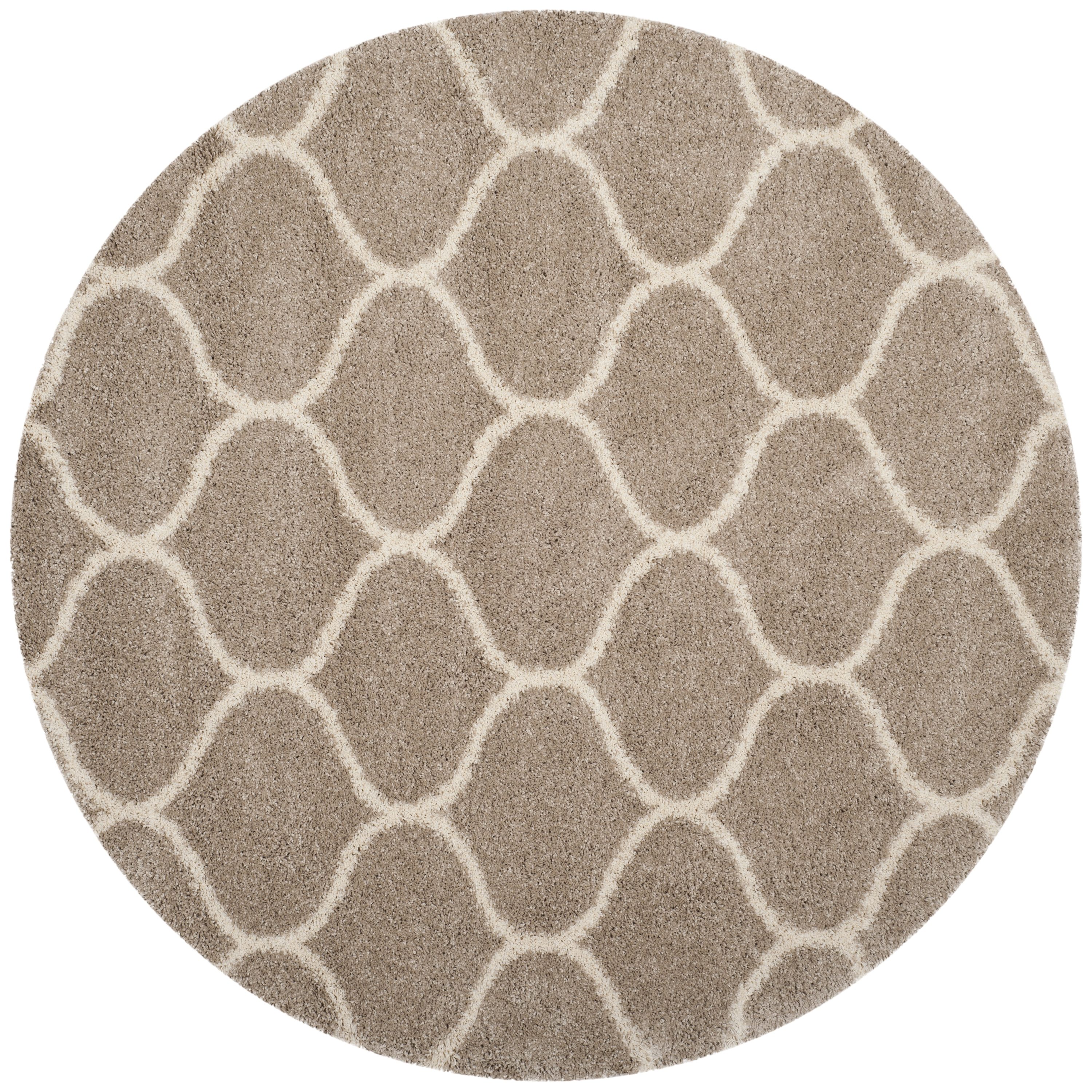 Safavieh SGH280S-7R Hudson Hathaway Shag 7 x 7 (ft) Loomed Polypropylene Beige/Ivory Round Indoor Trellis Area rug