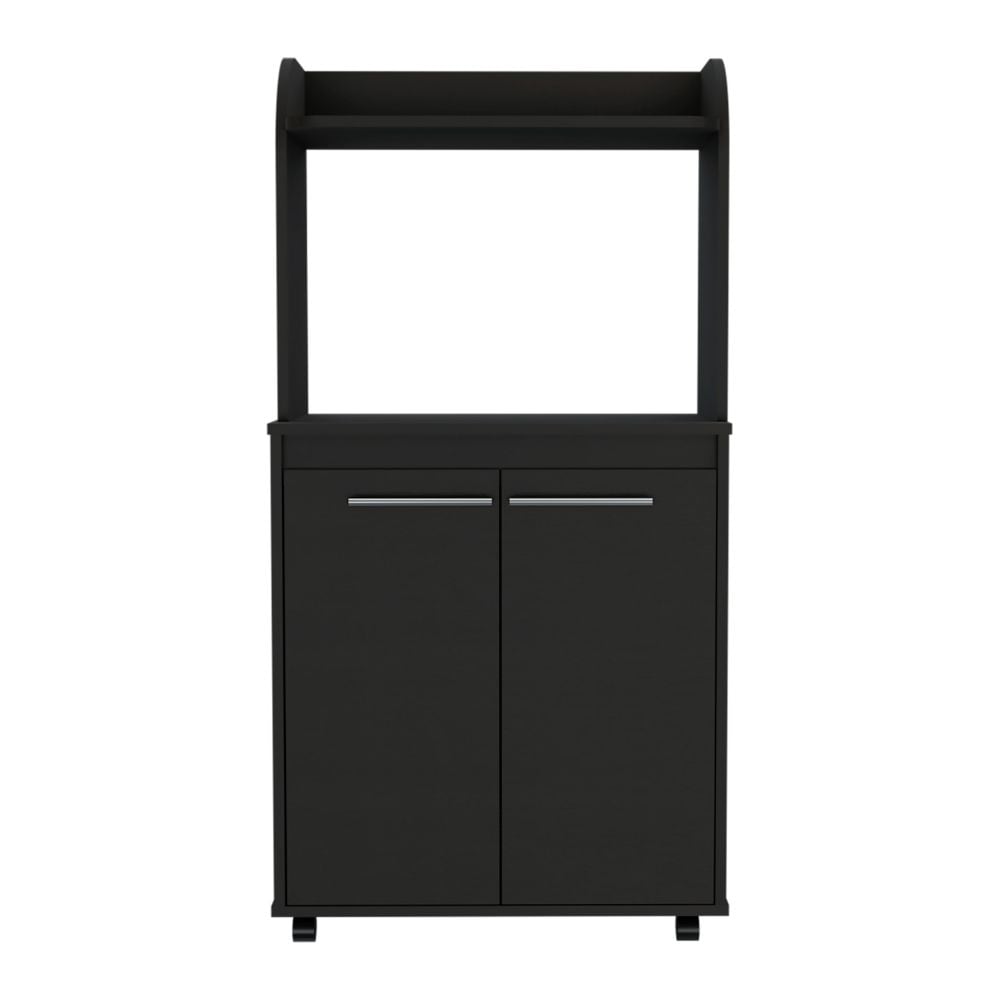Miki Shinly MAX-0399-05QI Black MDF Base with MDF Rolling Kitchen Island ( 24.89-in x 14.19-in x 49.23-in )