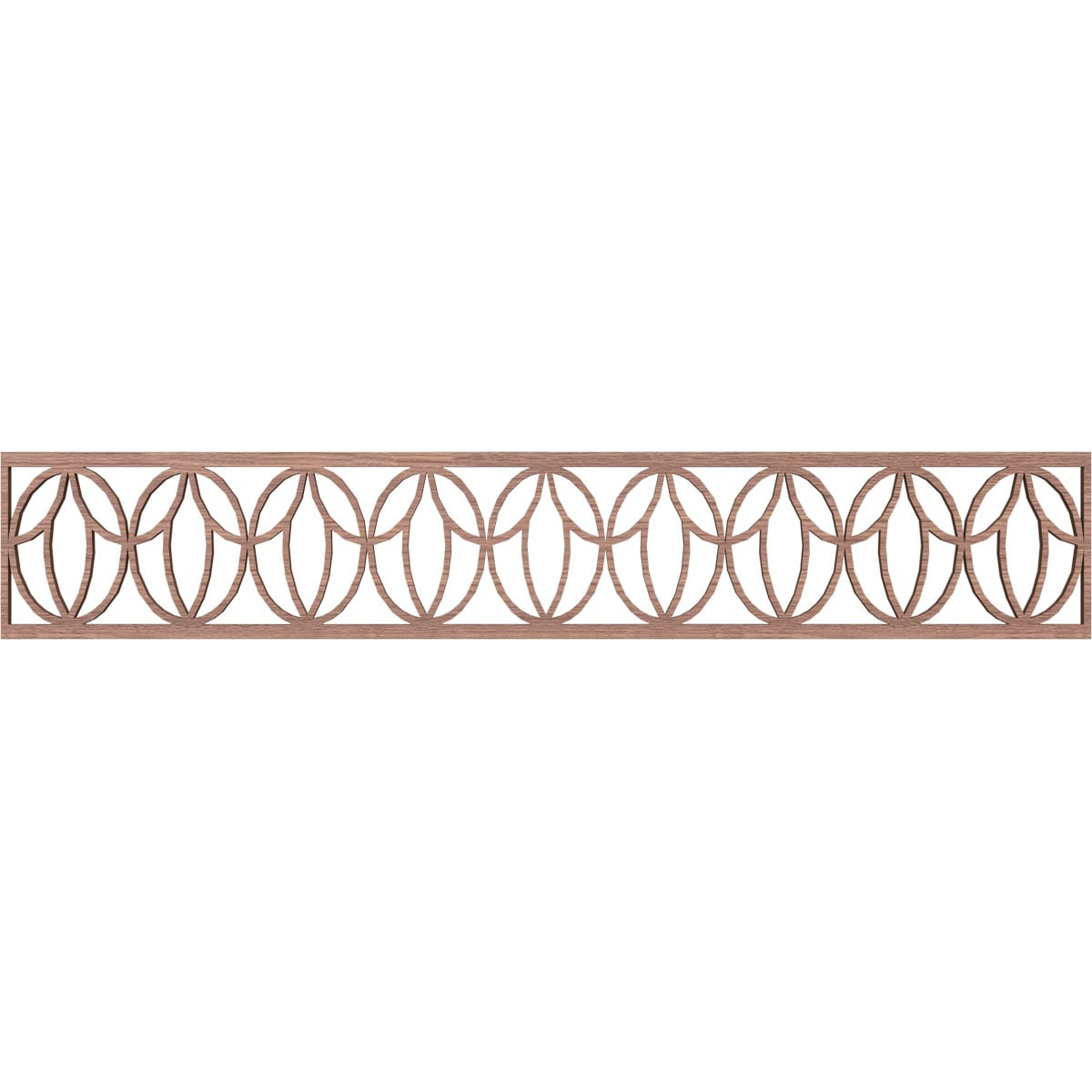 Ekena Millwork MLDB08X46SHOWA Shoshoni Fretwork Flat Trim 8-in x 3.89-ft Walnut Brown Unfinished 2157505 Pierced Wall Panel Moulding