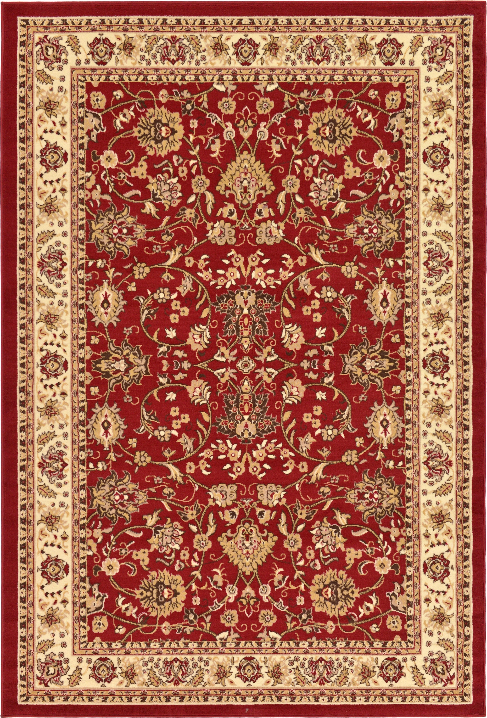 Unique Loom 3124957 Washington Sialk Hill 6 x 9 (ft) Loomed Polypropylene Burgundy/Ivory Rectangular Indoor Floral/Botanical Vintage Area rug