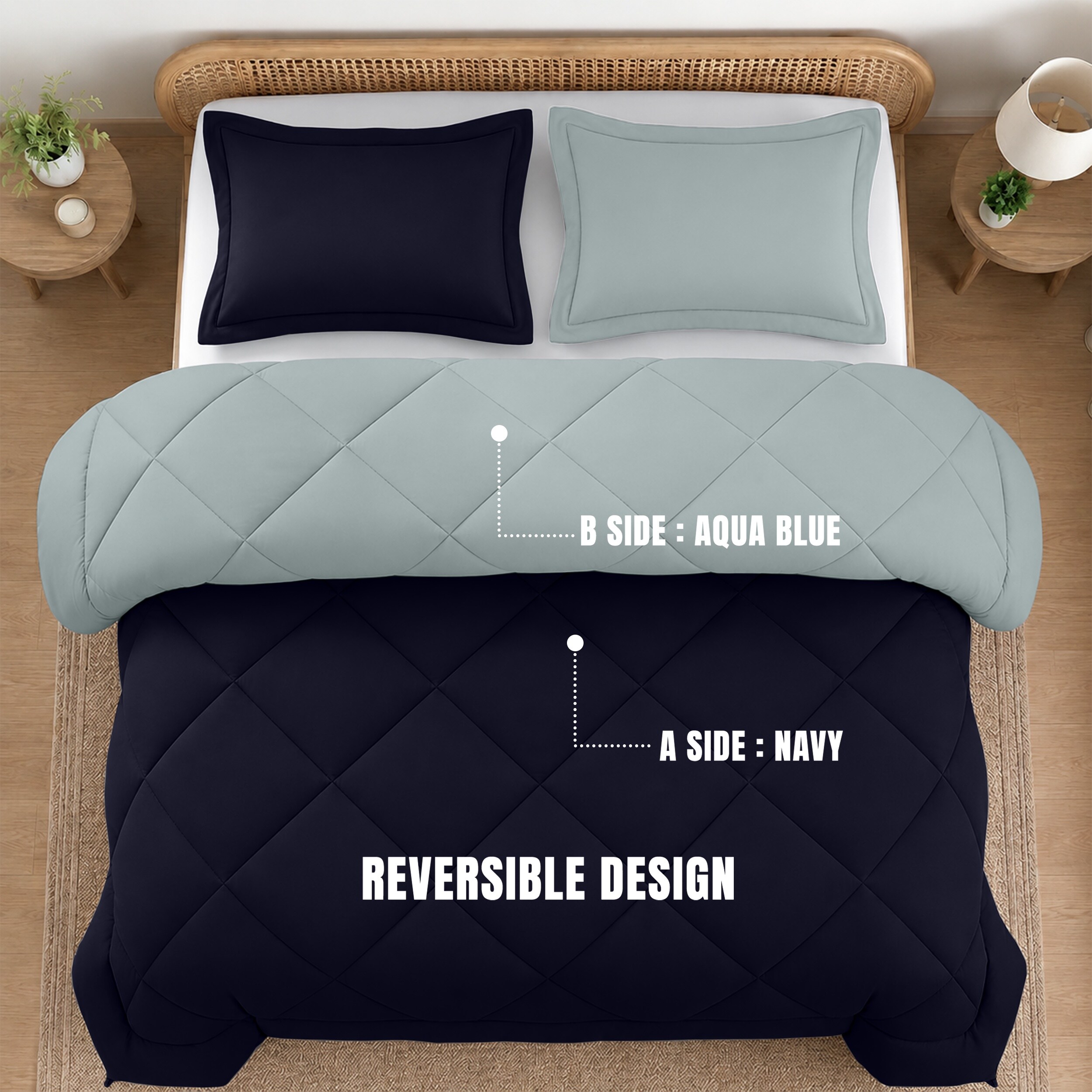 Lux Decor Collection CMF 3PC Q SD NVY BLU Comforters-And-Bedspreads - View #2