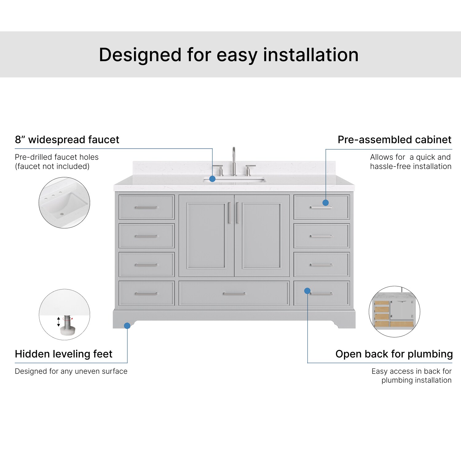 ARIEL M060SCQRVOGRY Bath-Vanity-Combo - View #6
