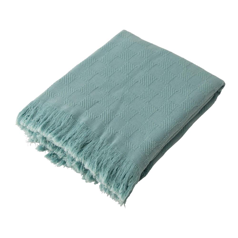 Glitzhome Olive Green Cotton Woven Reversible Throw (50-in x 60-in) at ...