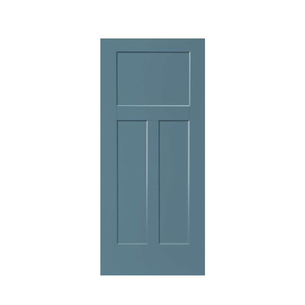 CALHOME PK-3PANEL-WS-30BP 30-in x 80-in Dignity Blue Stained MDF Hollow core Single Barn Door (Hardware Not Included)