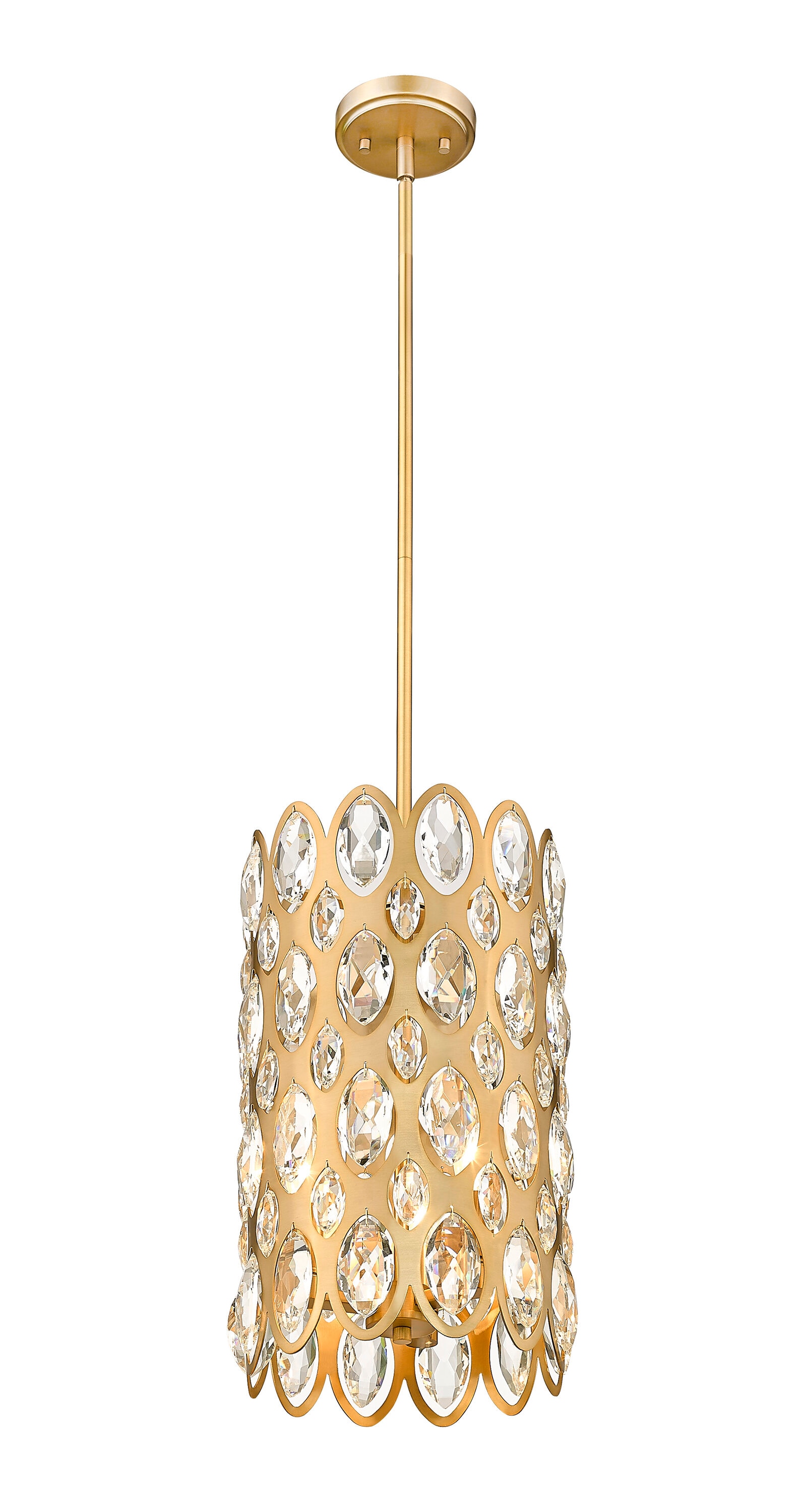 Heirloom Brass and Crystal 3-Light Drum Pendant for Indoor/Outdoor