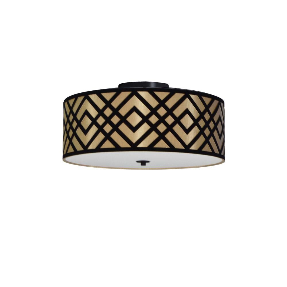 Dainolite MON-153FH-PC-GBK Mona 3-Light 15-in Gold/Black Flush Mount Light