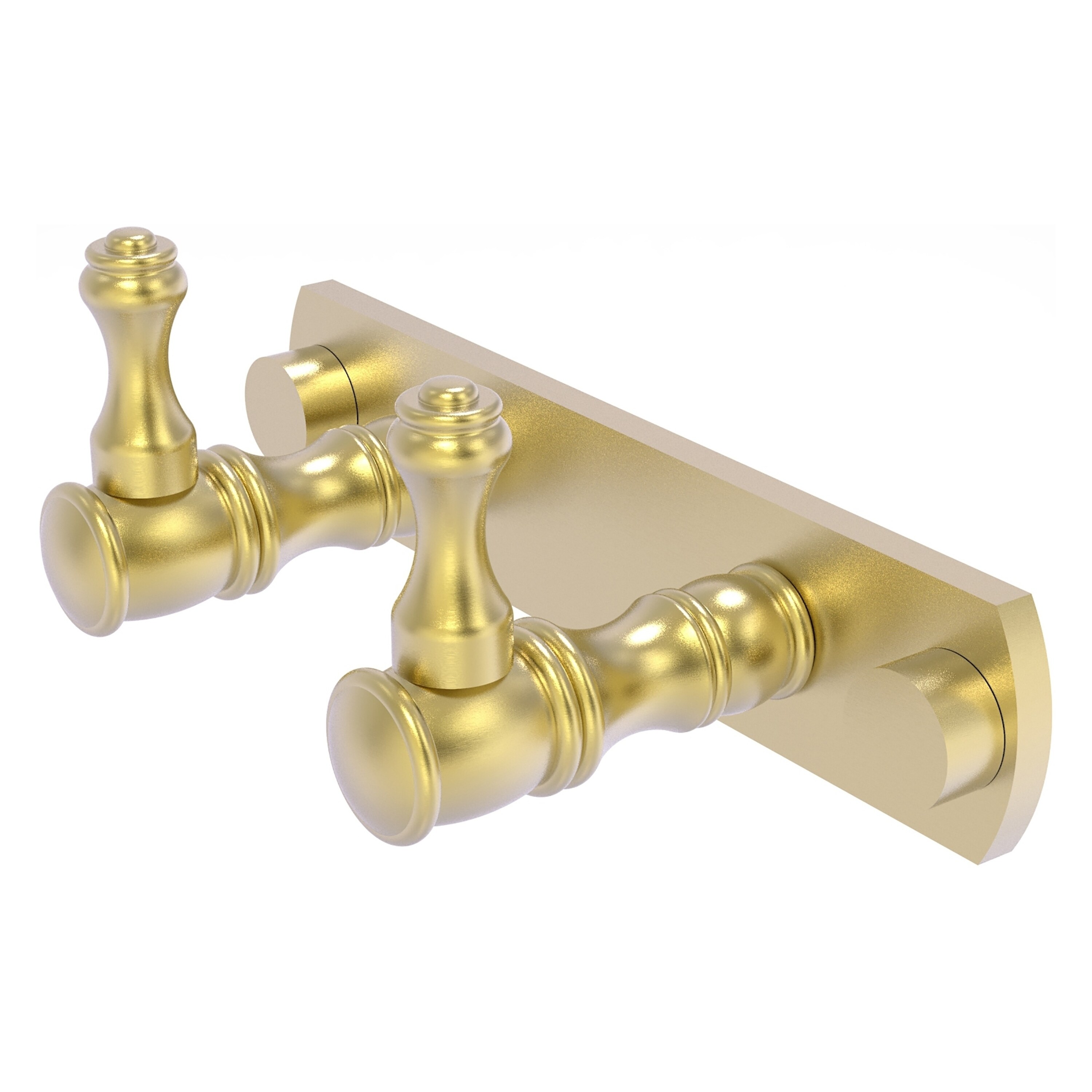 Allied Brass CL-20-2-SBR Carolina Satin Brass Double -Hook Wall mount Towel Hook
