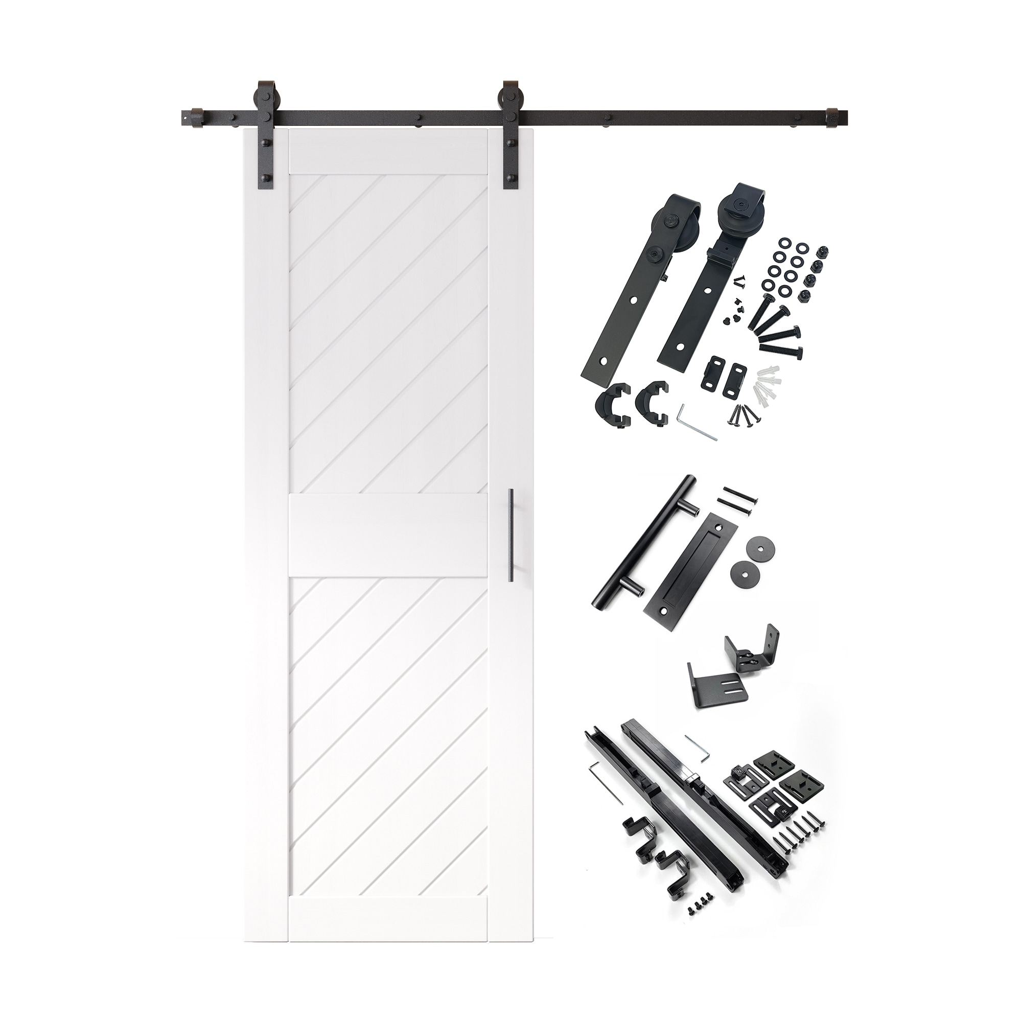 HOMACER YT1H054C-XT1-2684-WH 26-in x 84-in White Prefinished Non-standard Pine Wood Solid core Single Barn Door (Hardware Included)