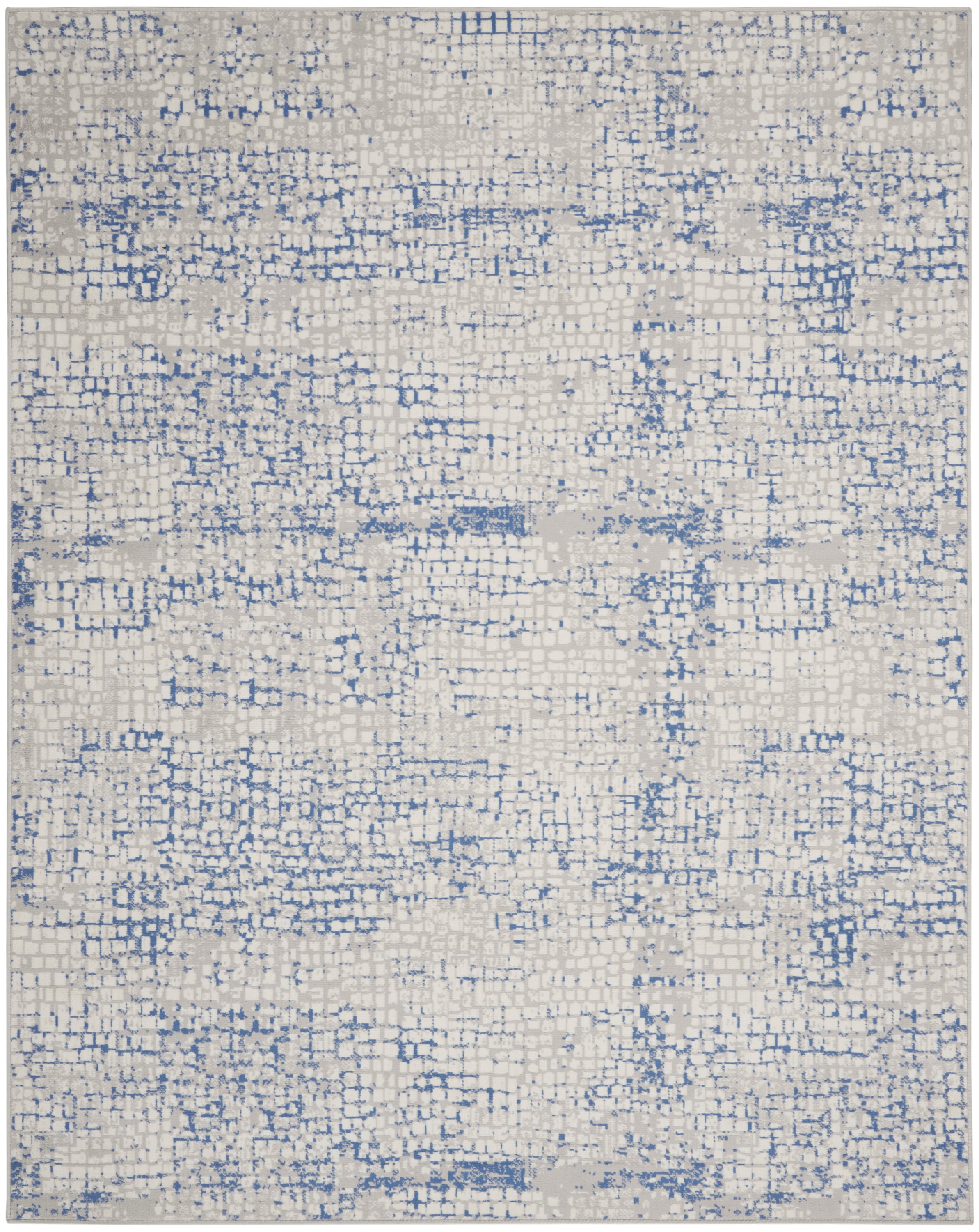 Nourison 99446832634 Whimsicle 8 x 10 (ft) Loomed Polypropylene Grey Blue Rectangular Indoor Distressed/Overdyed Area rug