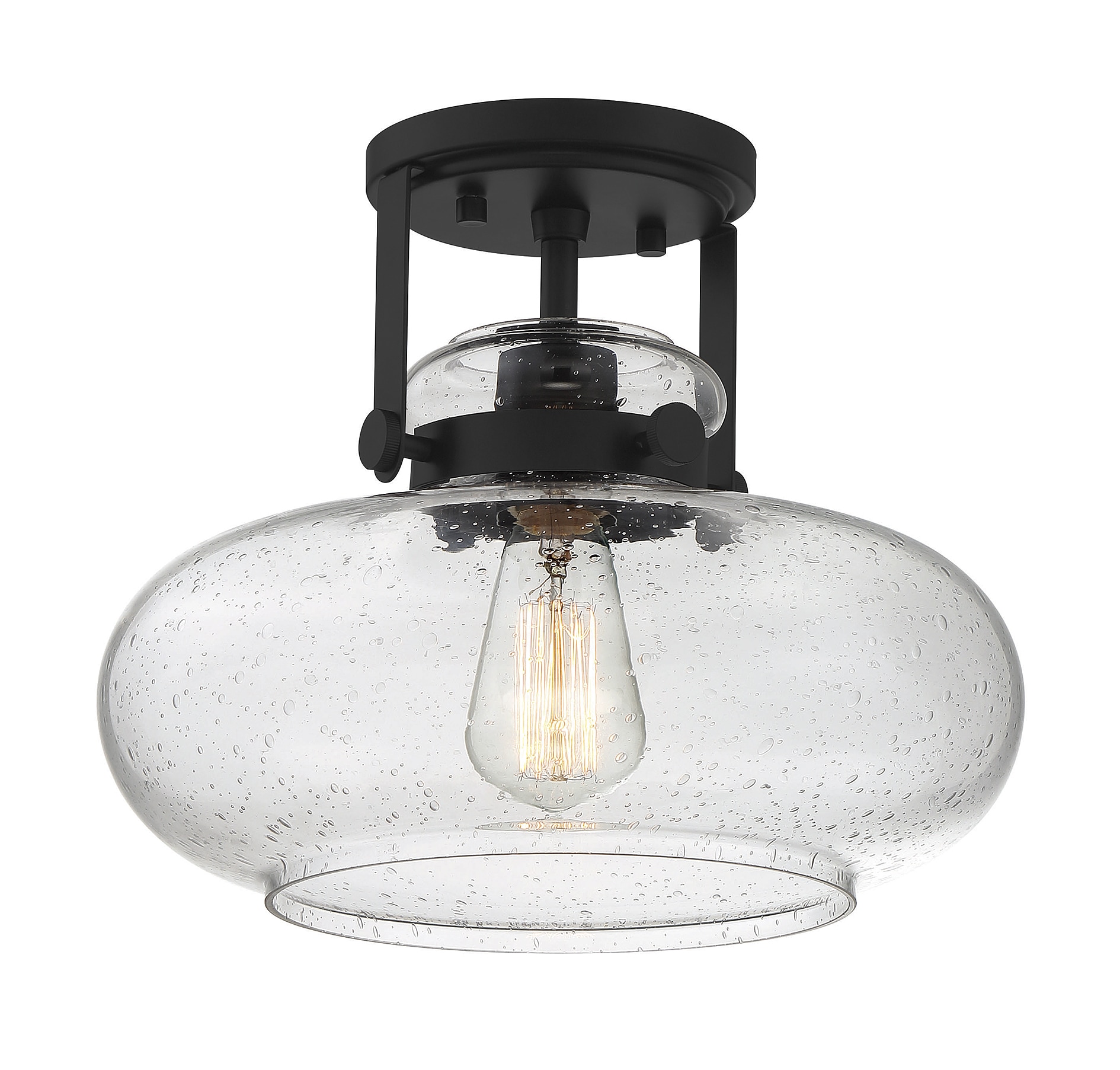 Meridian Lite Trends M60064MBK Meridian 1 -Light 12-in Matte Black Semi Flush Mount Light