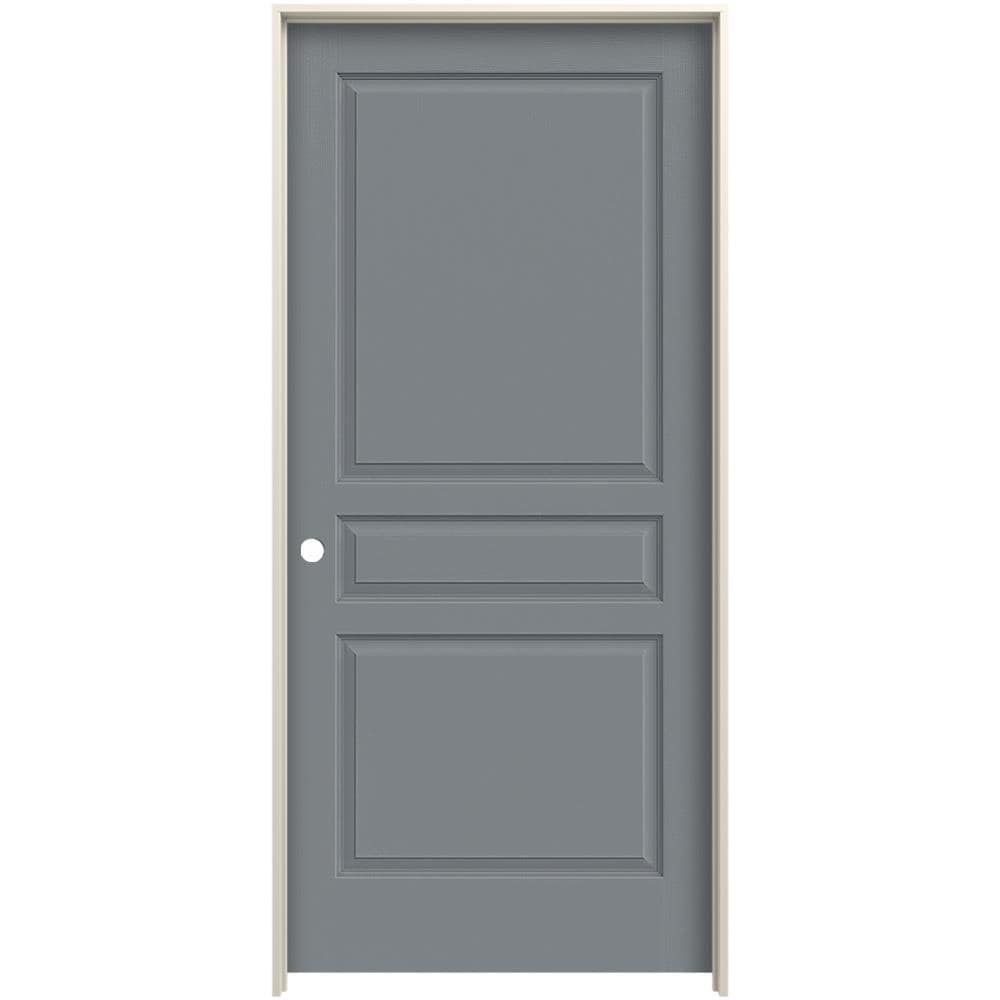 JELD-WEN LOWOLJW226000107 Avalon 32-in x 80-in Graphite 3-panel Square Solid Core Prefinished Molded Composite Right Hand Prehung Interior Door
