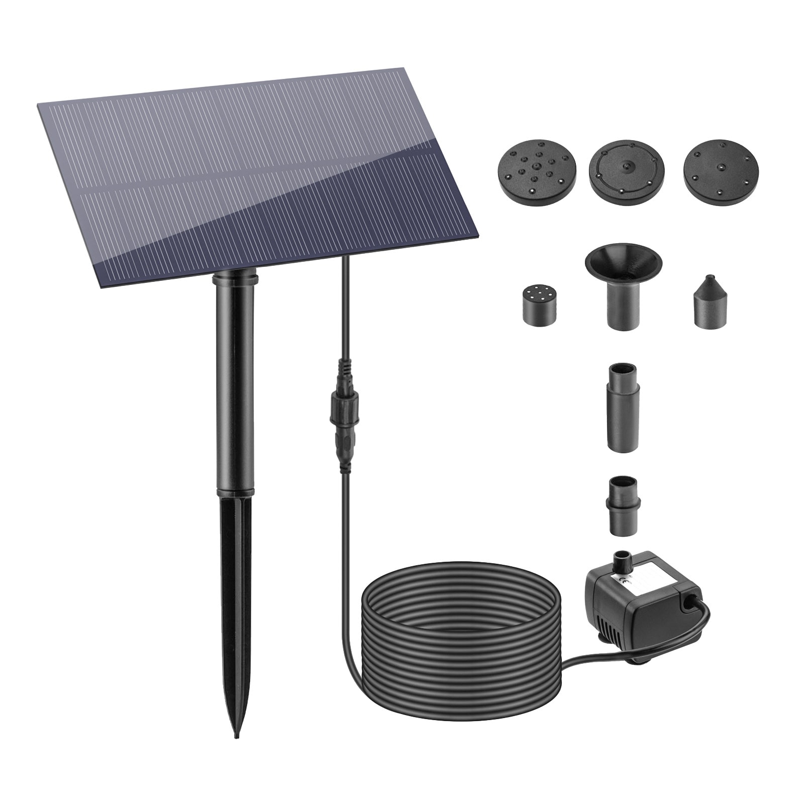 GAOMON ABS Solar Powered Fountain Submersible Water Pump with Sponge Filter Panel- BSV-SP115 Split Type 1.5W for Pond Pool Garden Black