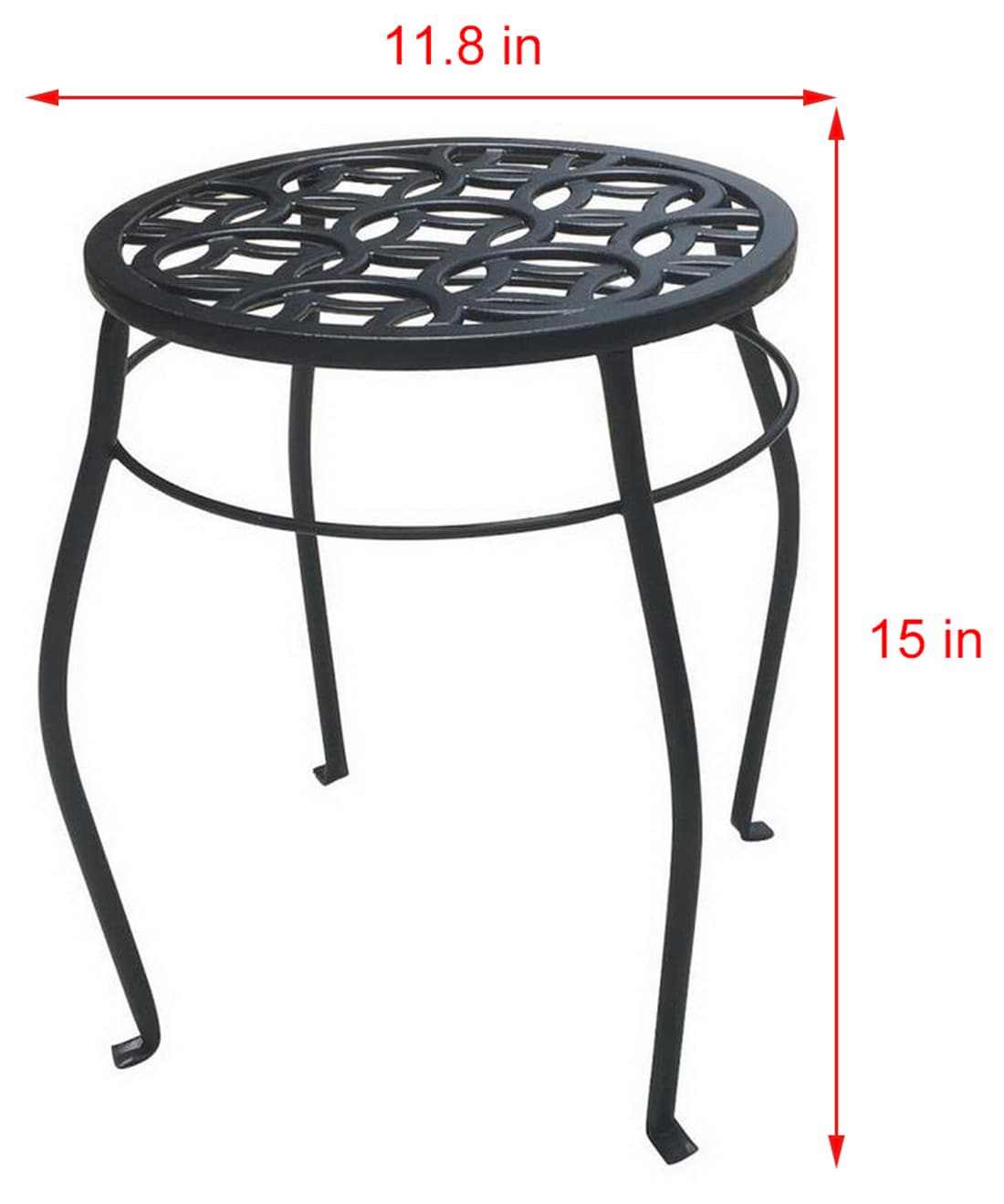 allen + roth 15-in H x 11.8-in W Black Indoor/Outdoor Round Steel Plant  Stand in the Plant Stands department at