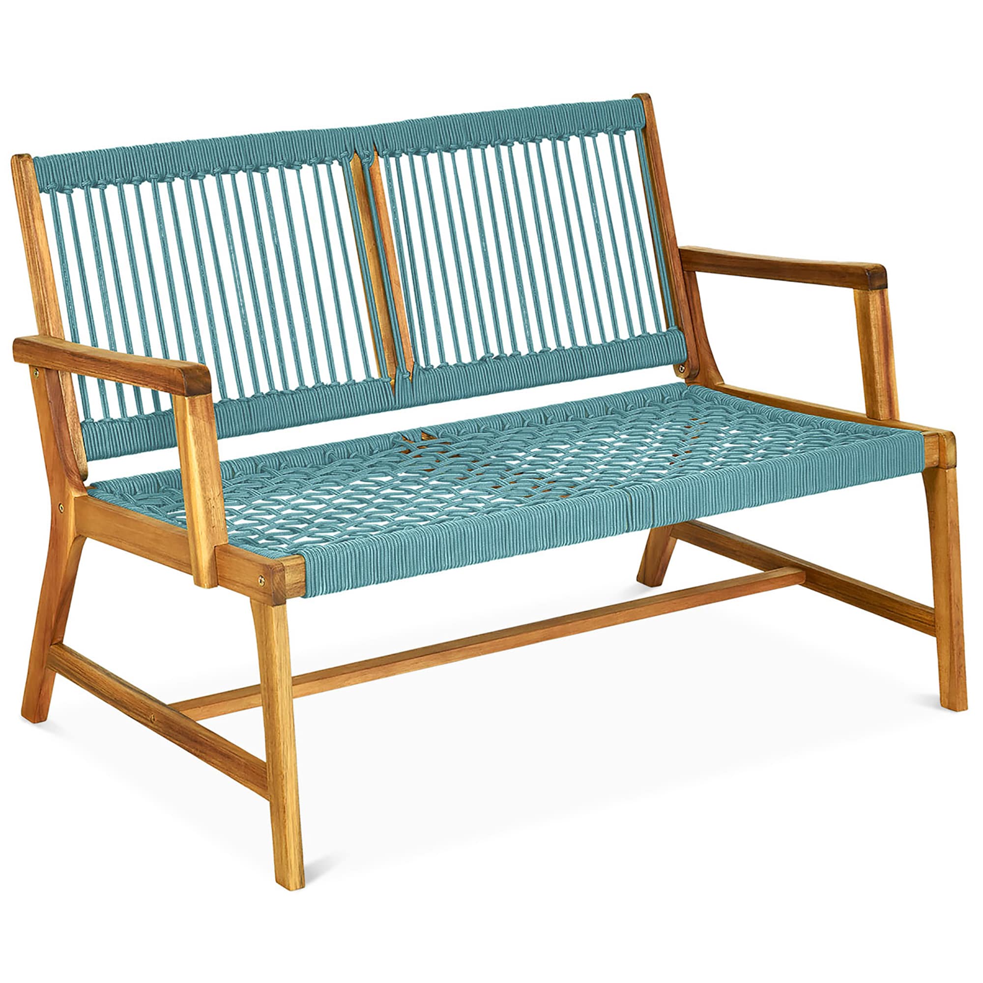 Goplus OP70390TU 46.5-Inches W x 32-Inches H Blue Acacia Love seat Bench