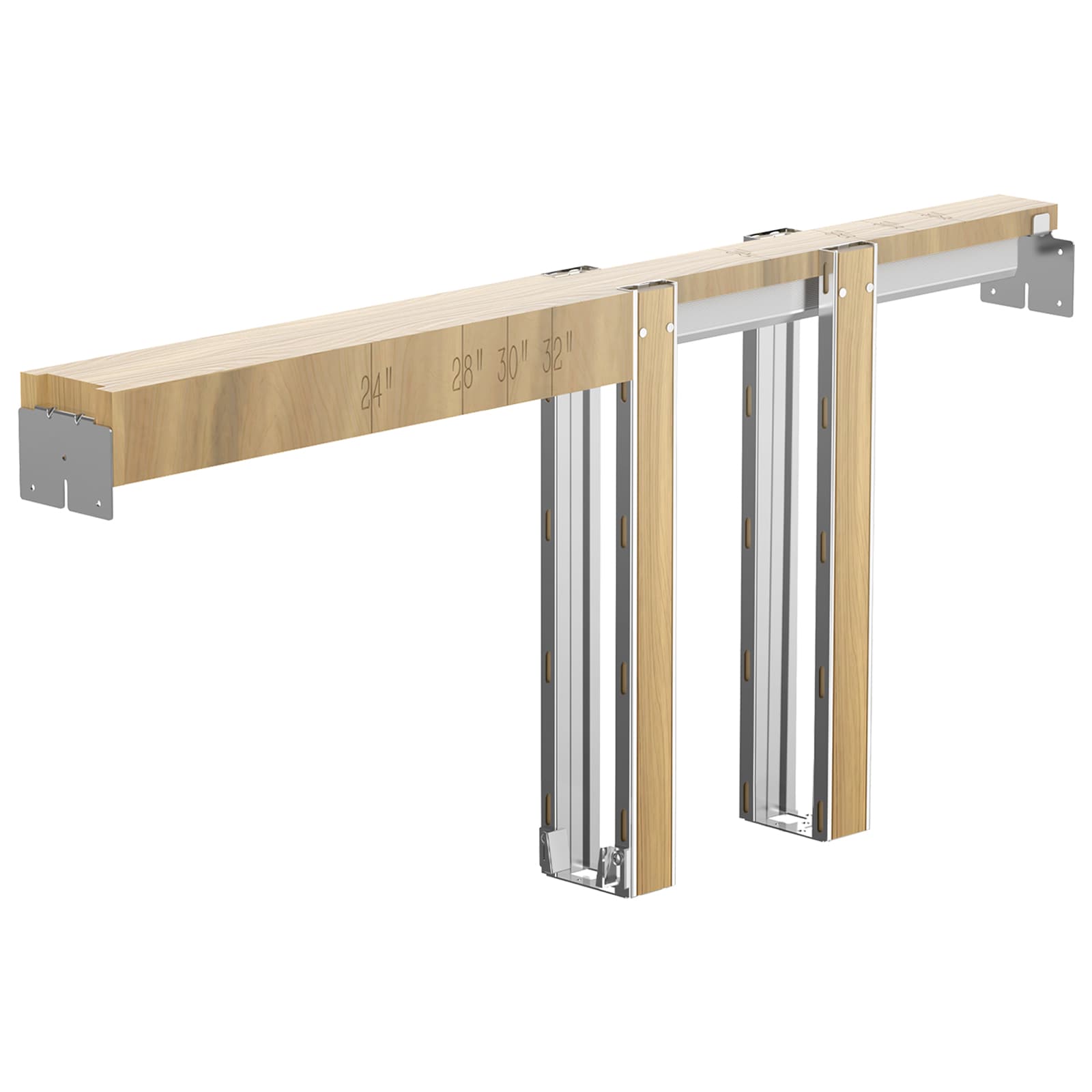 VEVOR SCXZMKTZDMTL08211V0 Pocket Door Frame Kit  for 24-36 in Wide 80 in High Door  Pocket Door Kit with Two-Way Soft Close Mechanism  Slide Smoothly Quietly  Easy to Install  Wood and Galvanized Steel  for Living Room