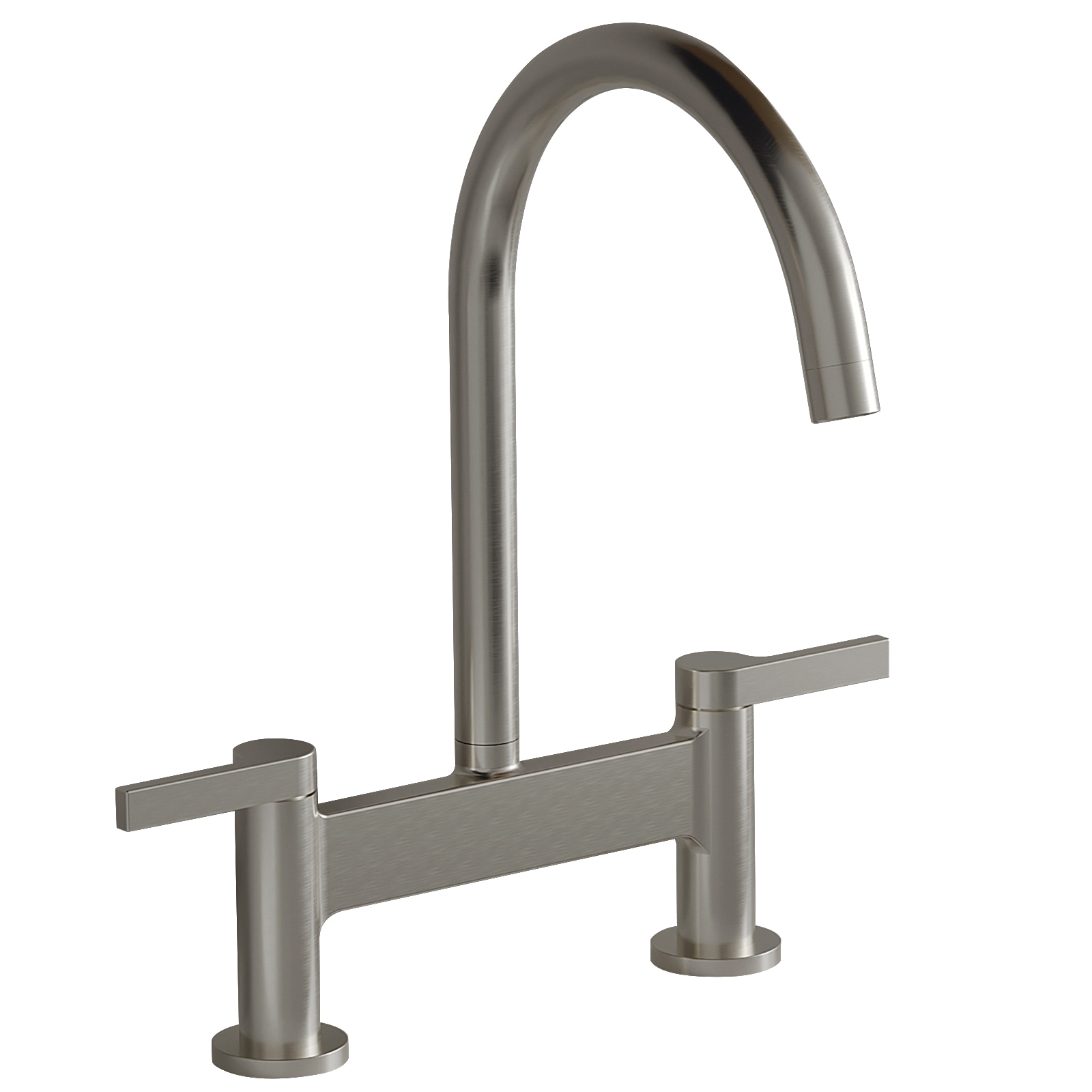 BWE C-4081-N Brushed Nickel Double Handle Deck-mount Bridge Kitchen Faucet