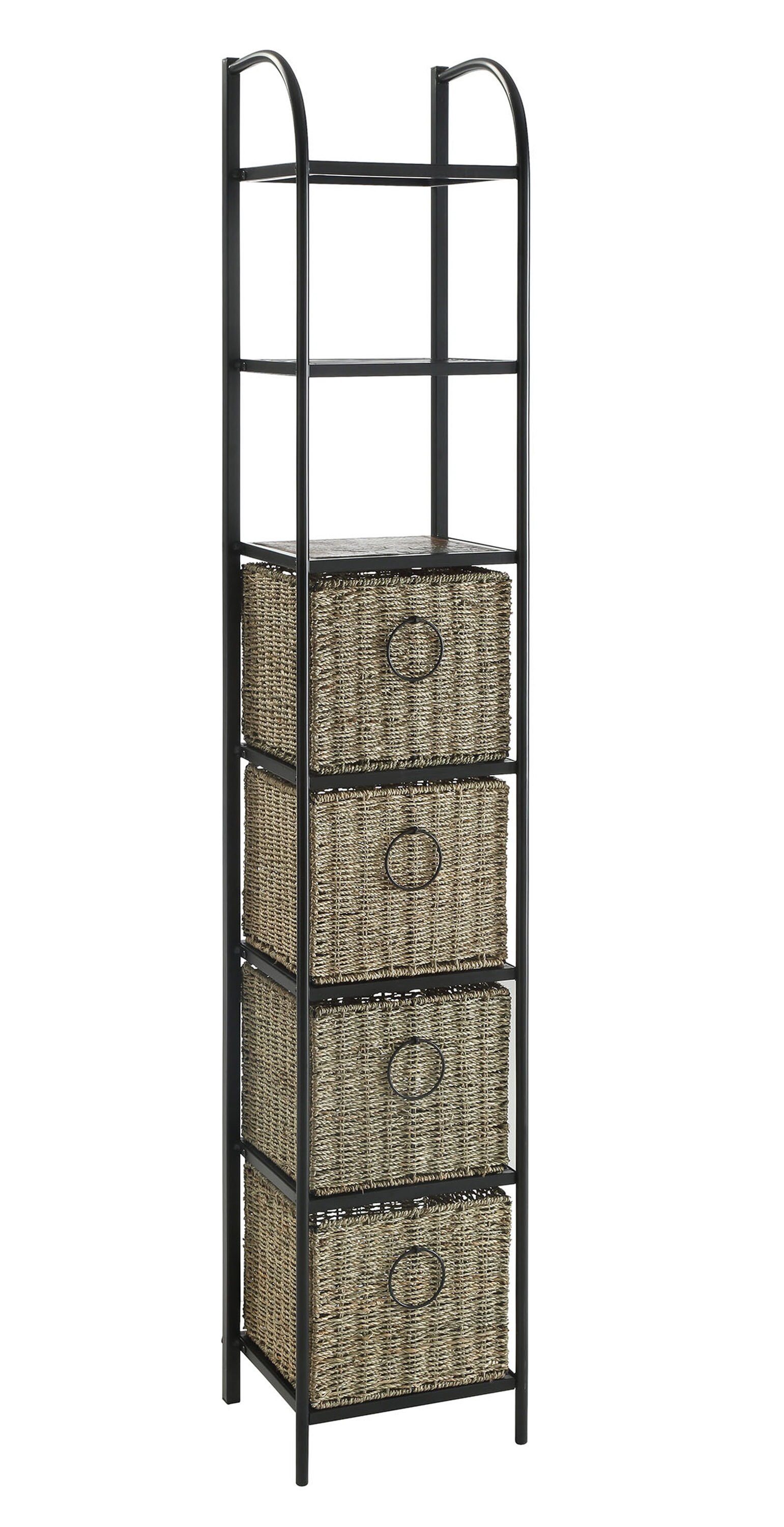 4D Concepts 603124 Windsor Black, Slate, Natural Metal 3-Shelf Bookcase (12.88-in W x 71.5-in H x 11.13-in D)
