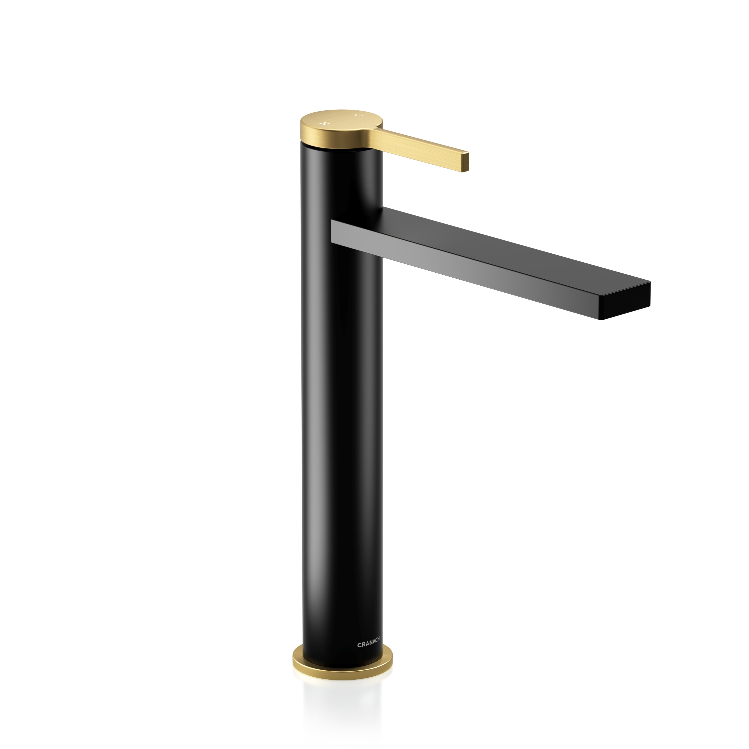 CRANACH - Tinian Matte Black and Brushed Gold 9.25-inch Spout Reach Single-Handle Vessel Sink Faucet