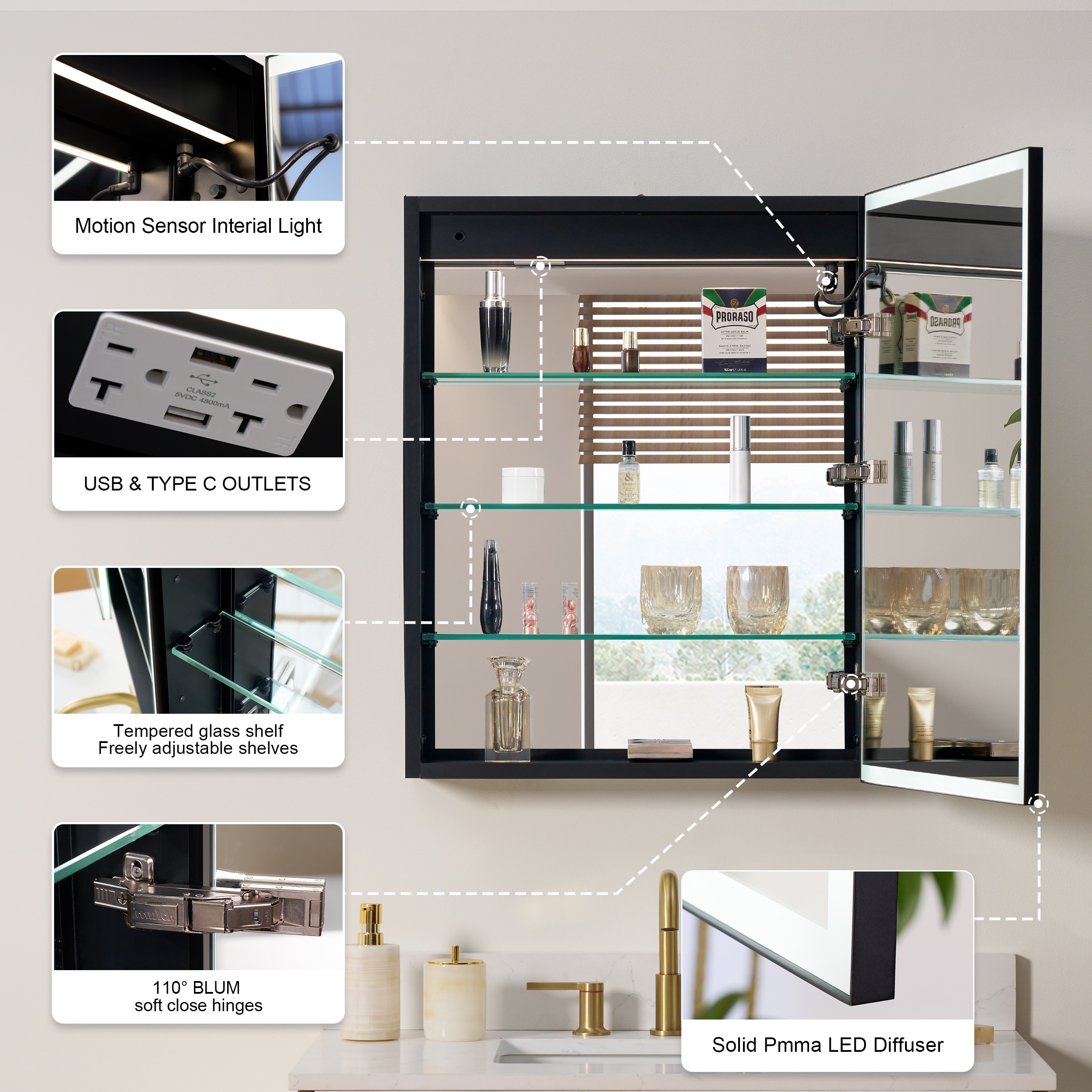 WELLFOR W12MCL2430R Bathroom-Medicine-Cabinets - View #5
