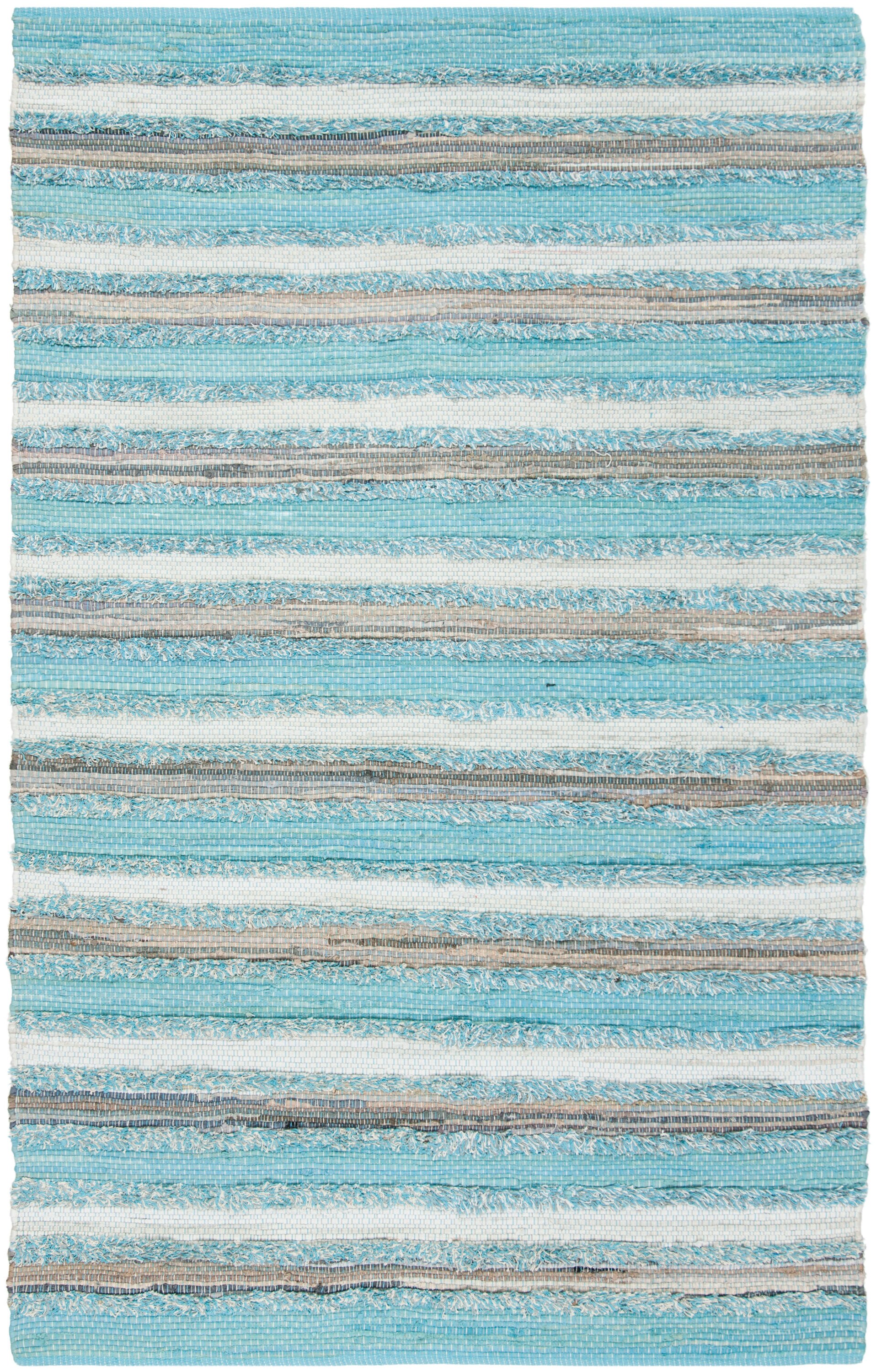 Safavieh MTK951C-5 Montauk Walton 5 x 8 (ft) Cotton Aqua/Multi Rectangular Indoor Stripe Area rug