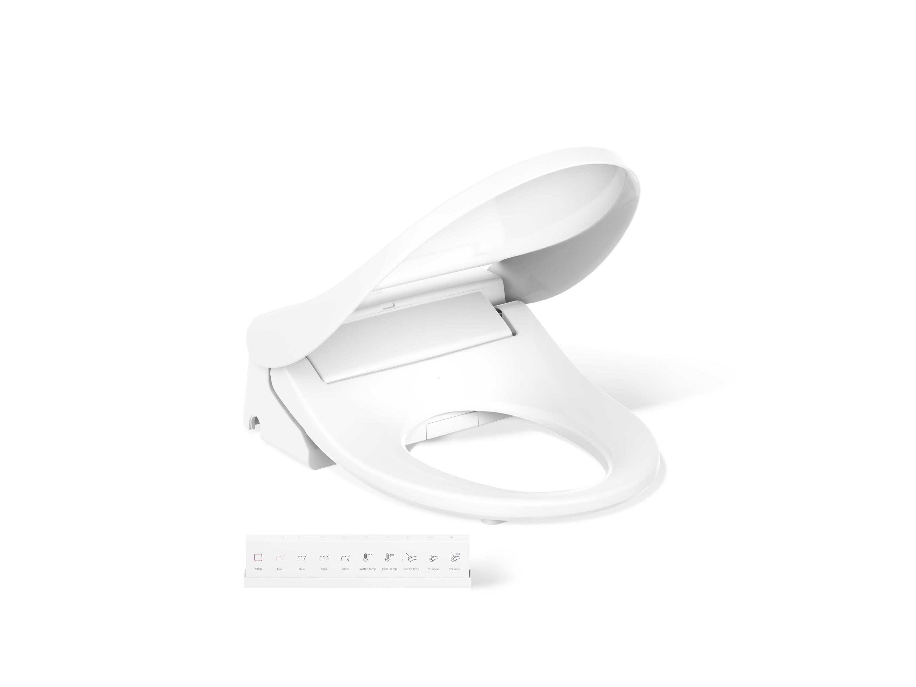 White Round Heated Bidet Toilet Seat with Remote Control