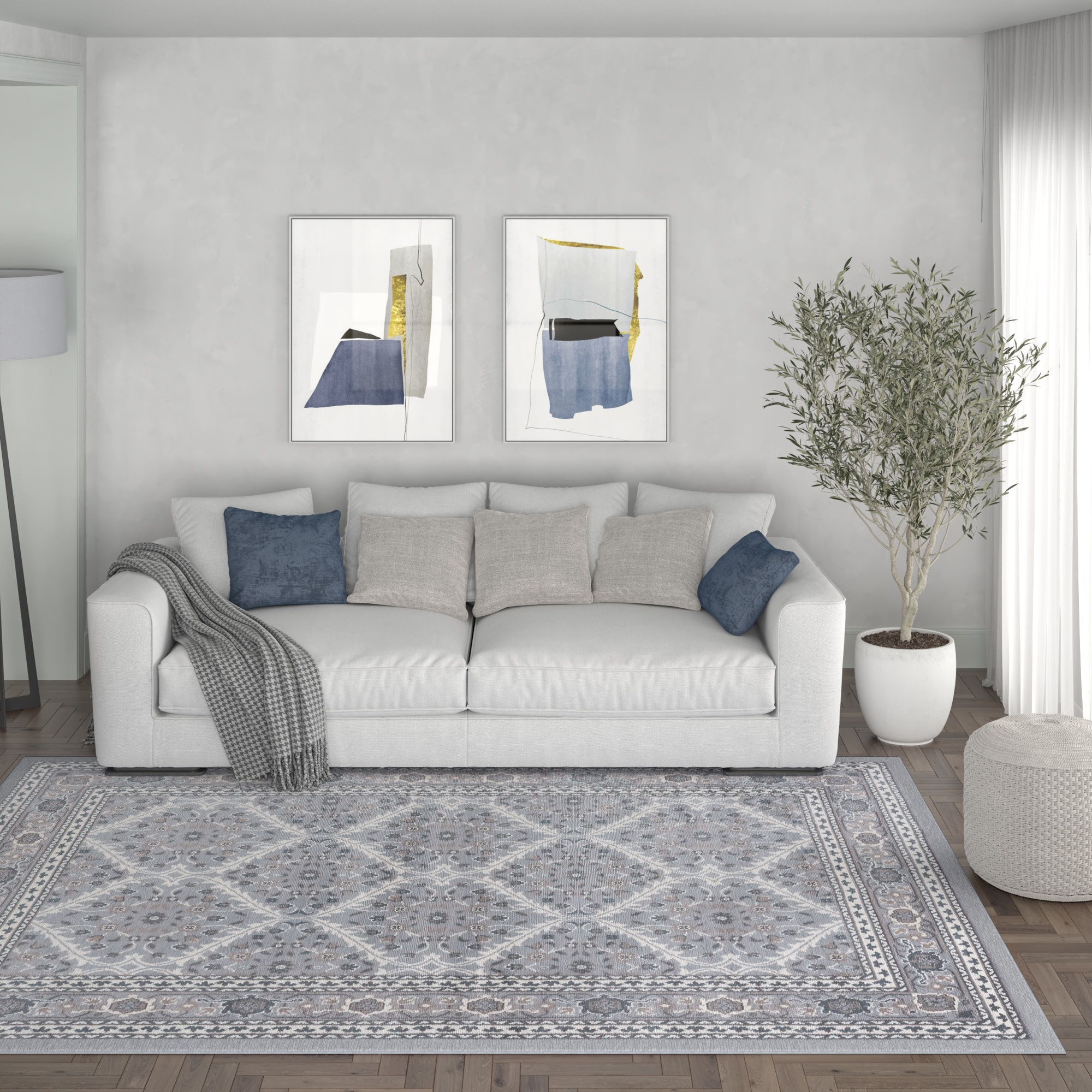Tayse MDN3709 4X6 Madison 4 x 6 (ft) Loomed Polypropylene Gray Rectangular Indoor Area rug