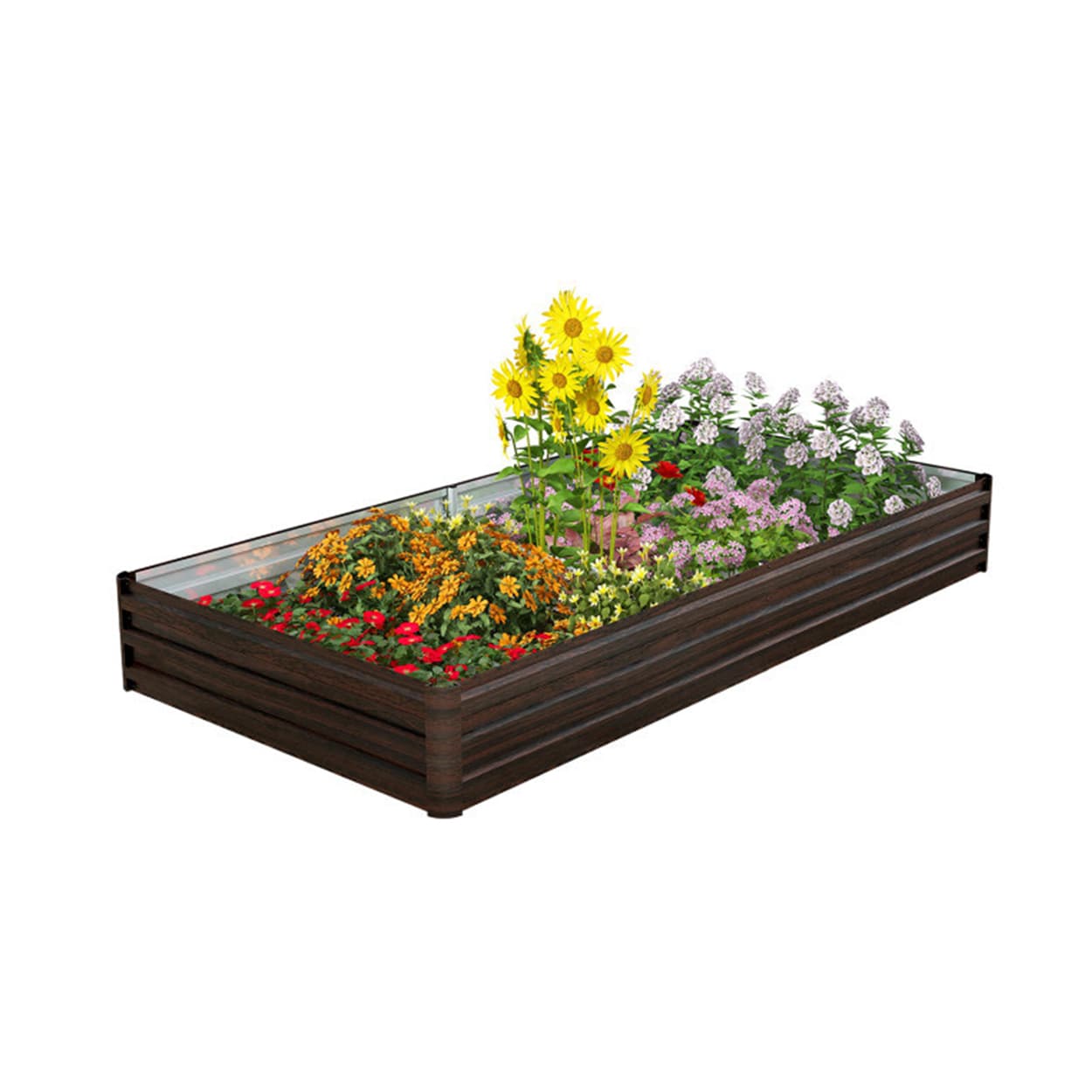 AHIOU HOME ZAAHD-HGYZLWGB 32-cu ft 47.2-in W x 94.5-in L x 11.8-in H Coffee Galvanized Metal Raised Garden Bed