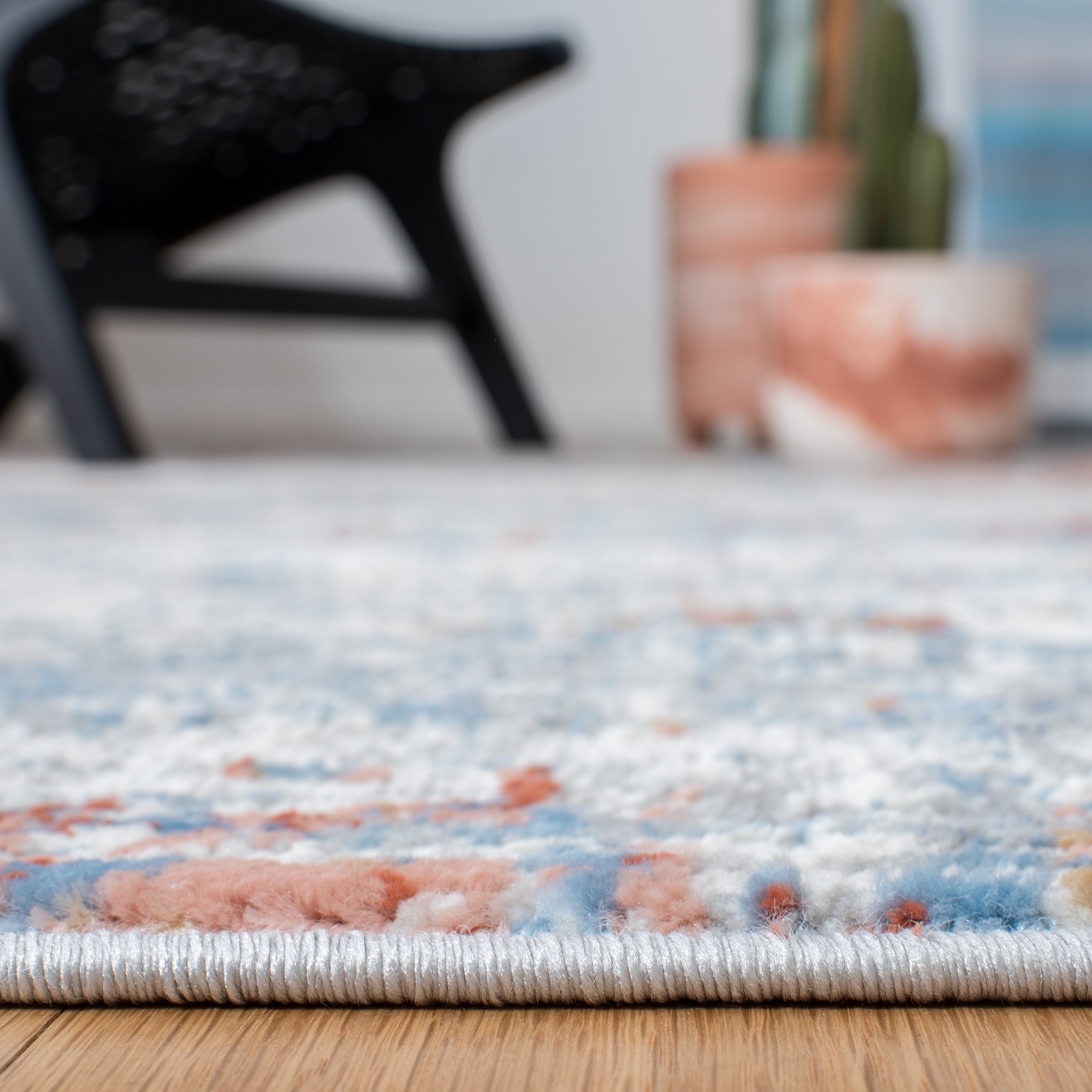 Ivory and Rust Abstract Hand-knotted Reversible Rug