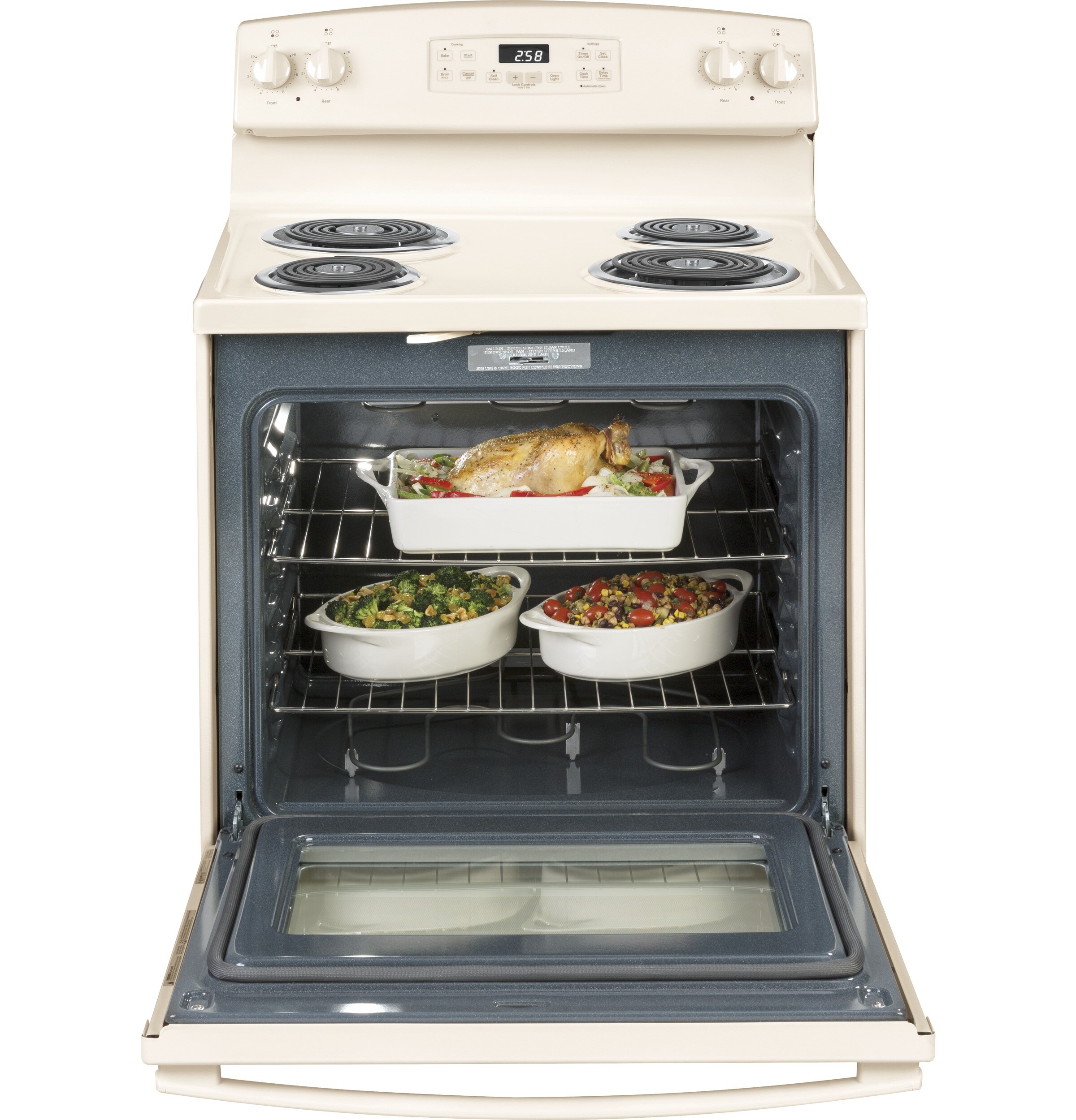 GE JMS08BDCT 27 Inch Drop-In Electric Range w/ Standard-Clean Oven & Coil  Heating Elements: Bisque