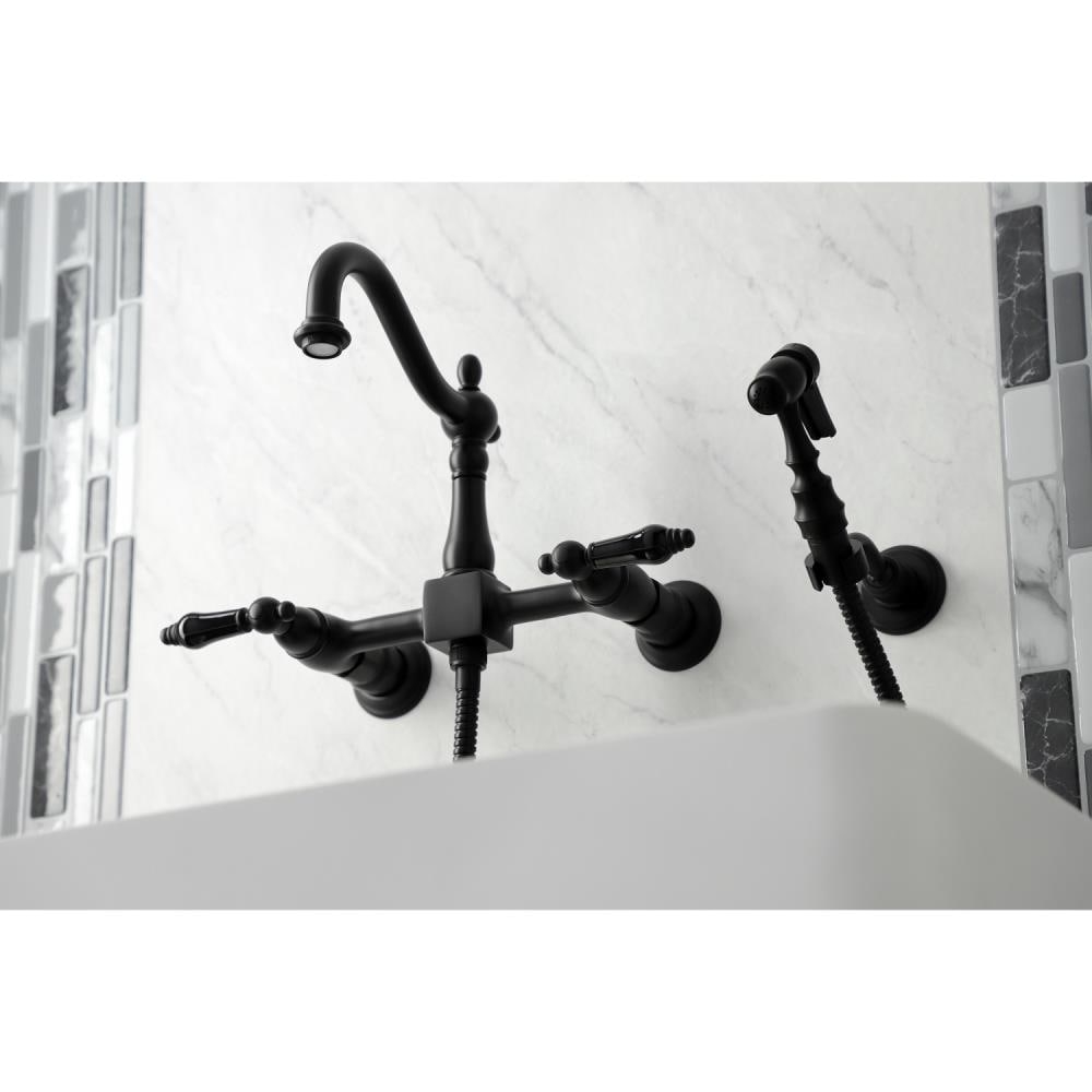 Kingston Brass Duchess Matte Black Double Handle Wall-mount Kitchen ...