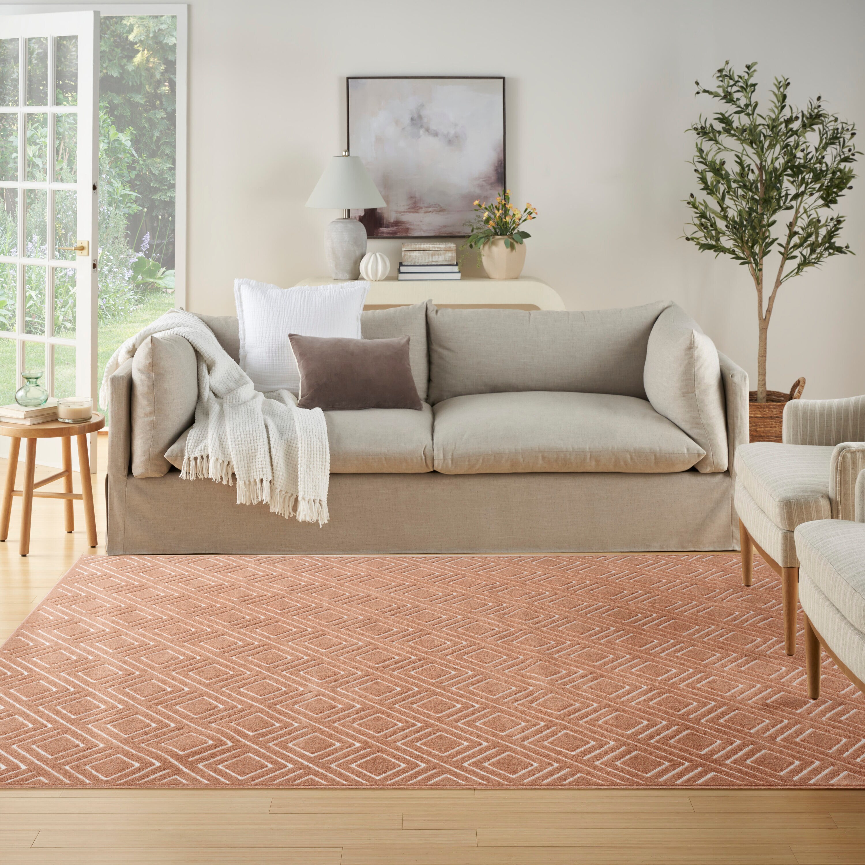 Nourison Home 099446984203 Casual 8 x 10 (ft) Polypropylene Copper Rectangular Indoor Geometric Area rug