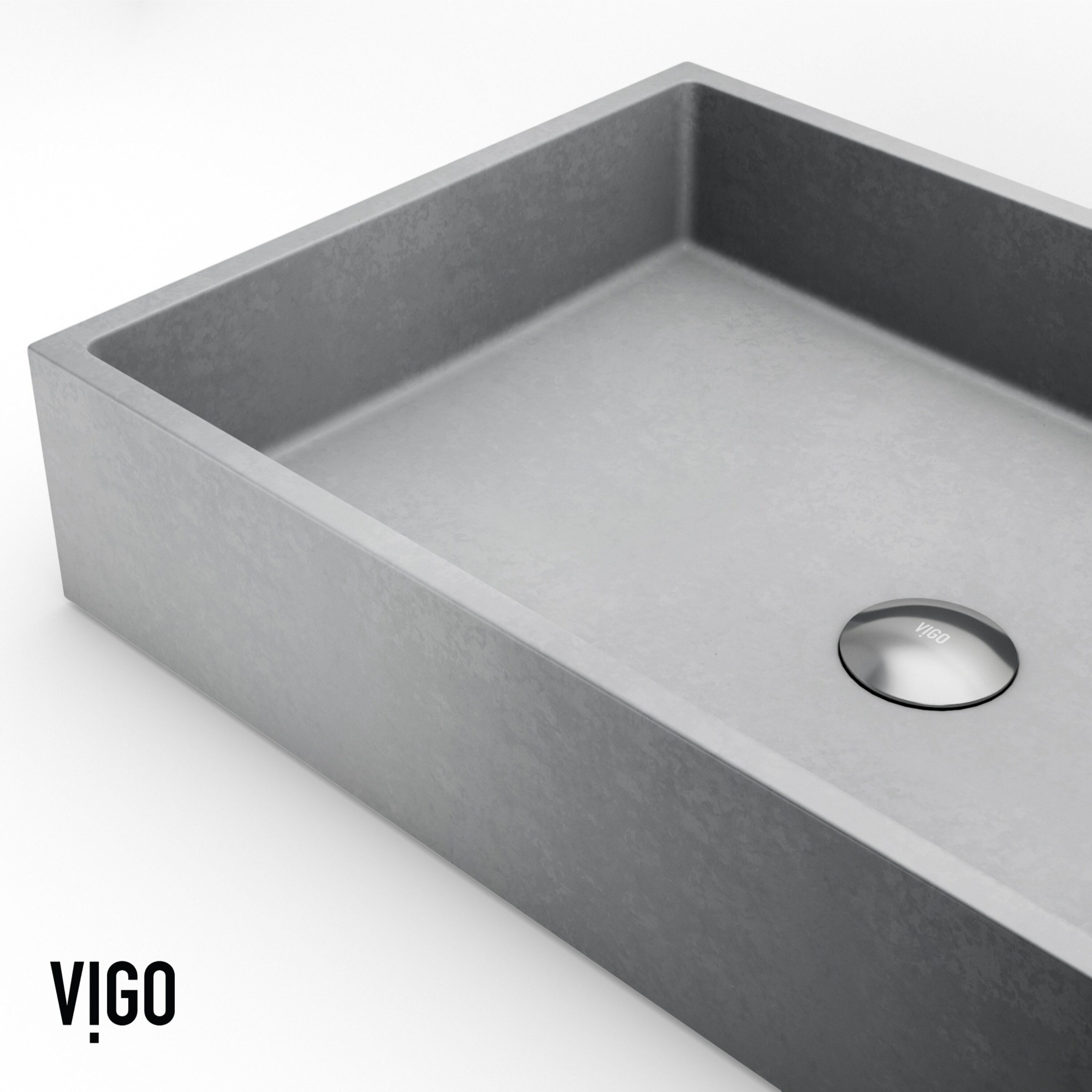 Concreto Stone 24" Gray Rectangular Vessel Bathroom Sink