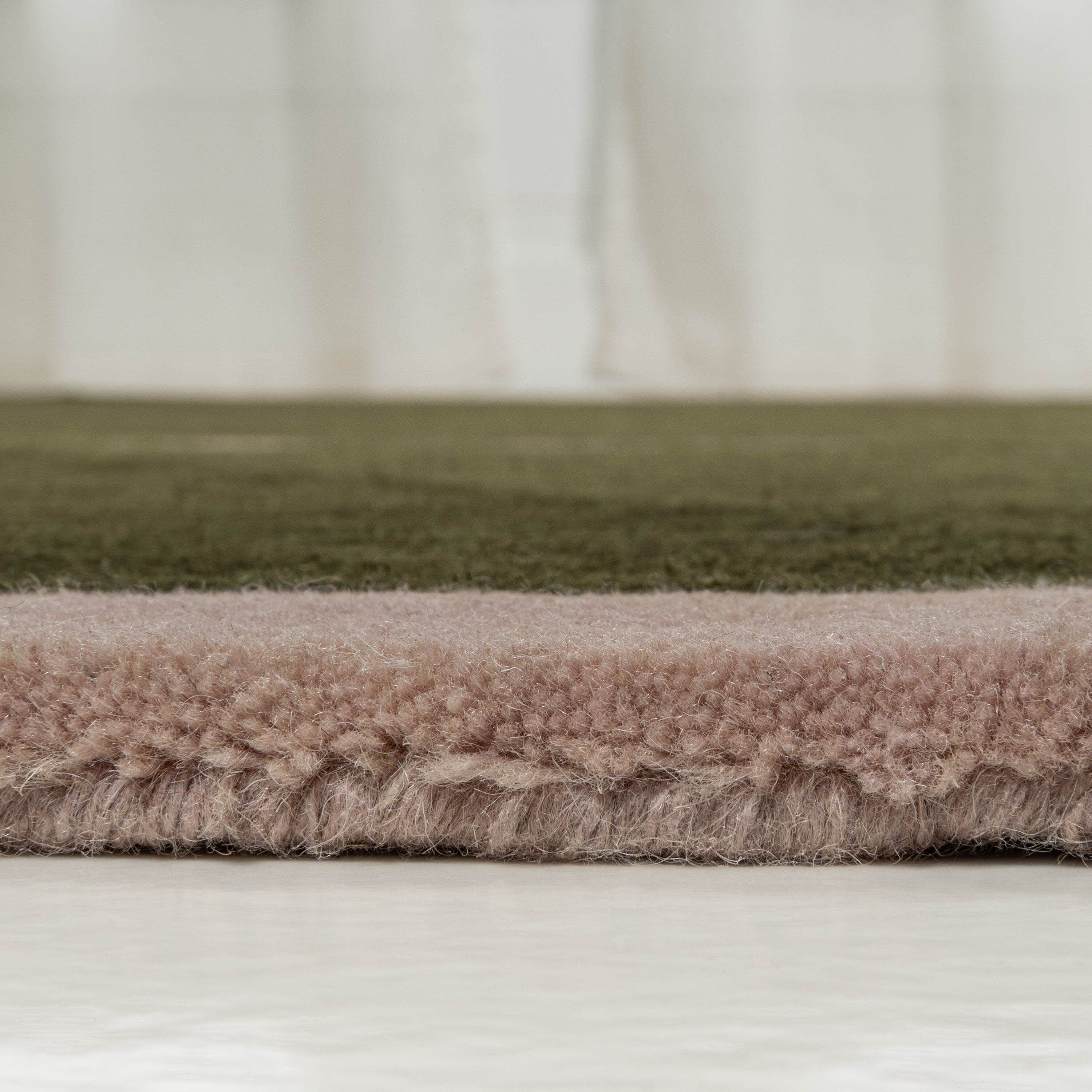 Whimsical Green and Pink Handwoven Wool Kids Area Rug, 6' x 9'