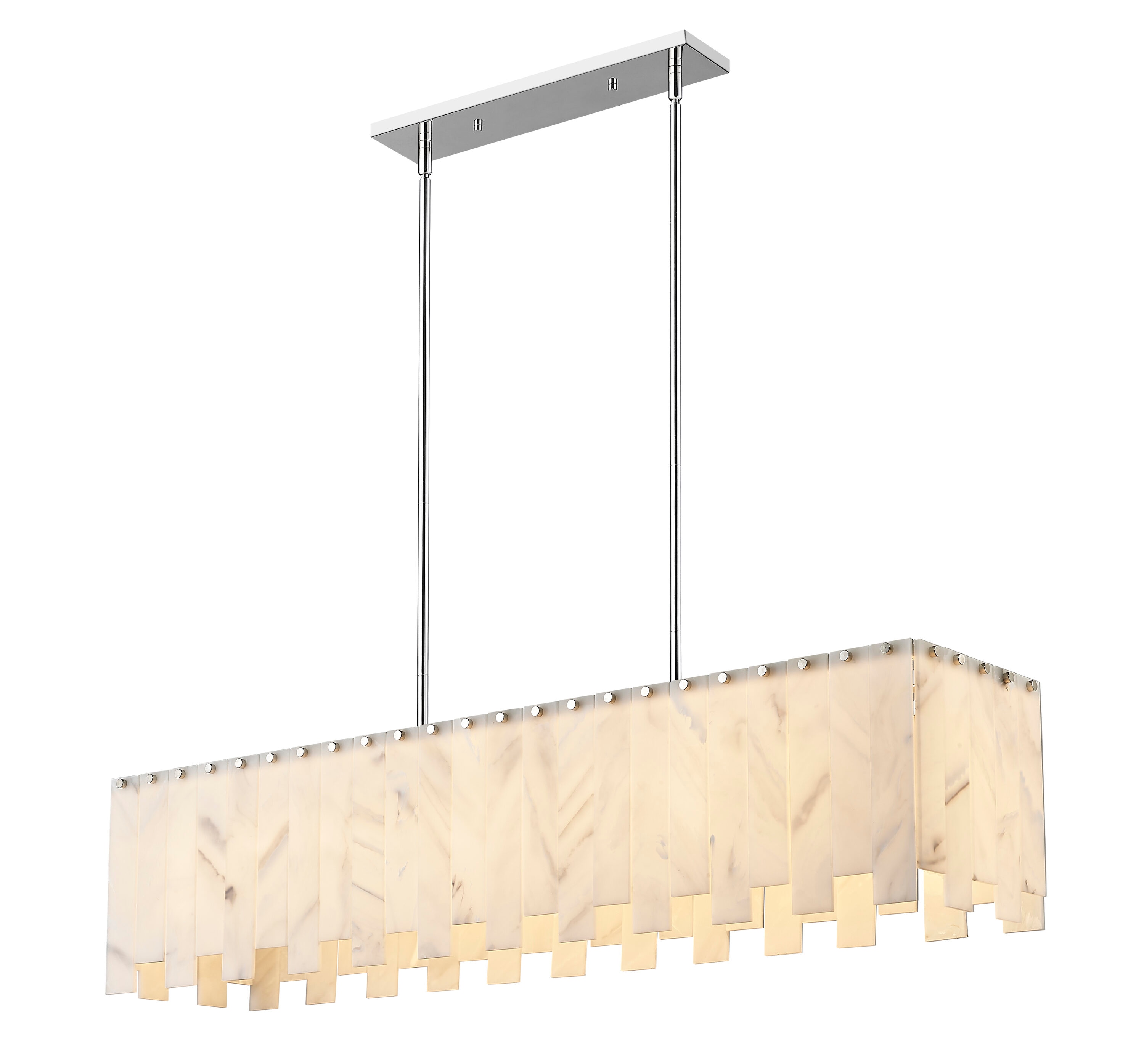 Viviana Polished Nickel 49" Art Deco Island Chandelier
