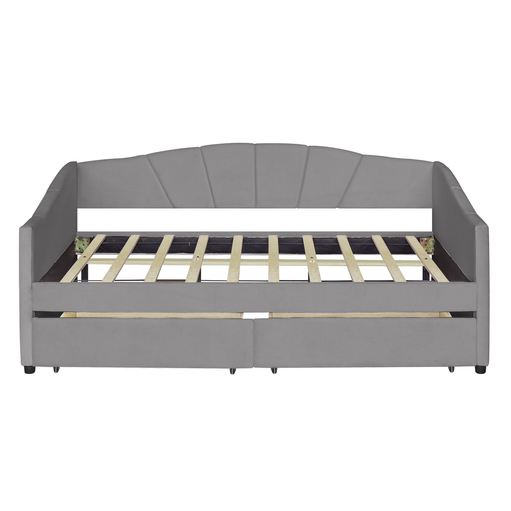 Yiekholo Grey Twin Upholstered Daybed With Storage In The Beds ...