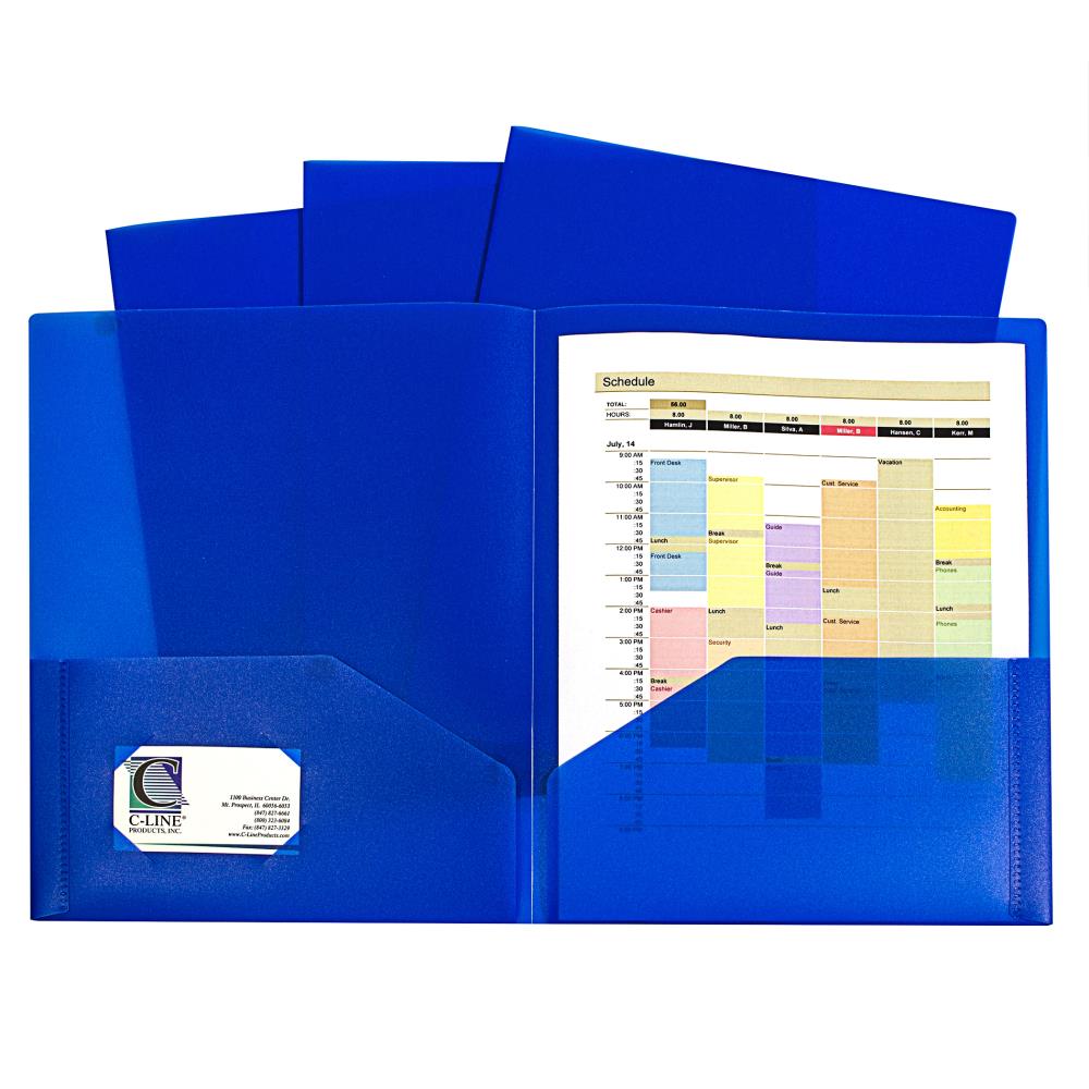 C-line Two-pocket Heavyweight Poly Portfolio Folder, Blue, 10 Per Pack 