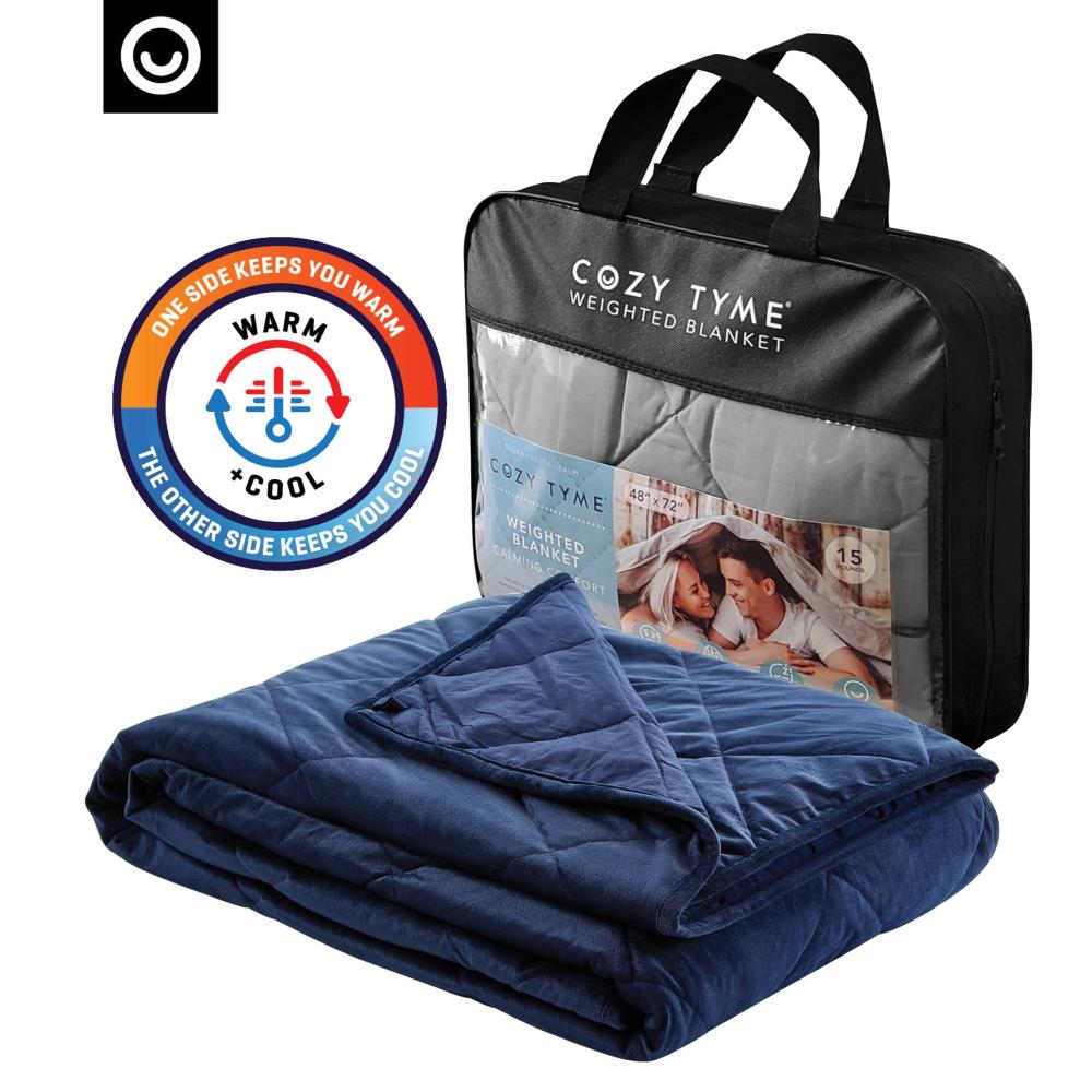 Cozy Tyme B16920-20NYK-LS Deka Navy 72-in x 80-in Cotton Weighted blanket