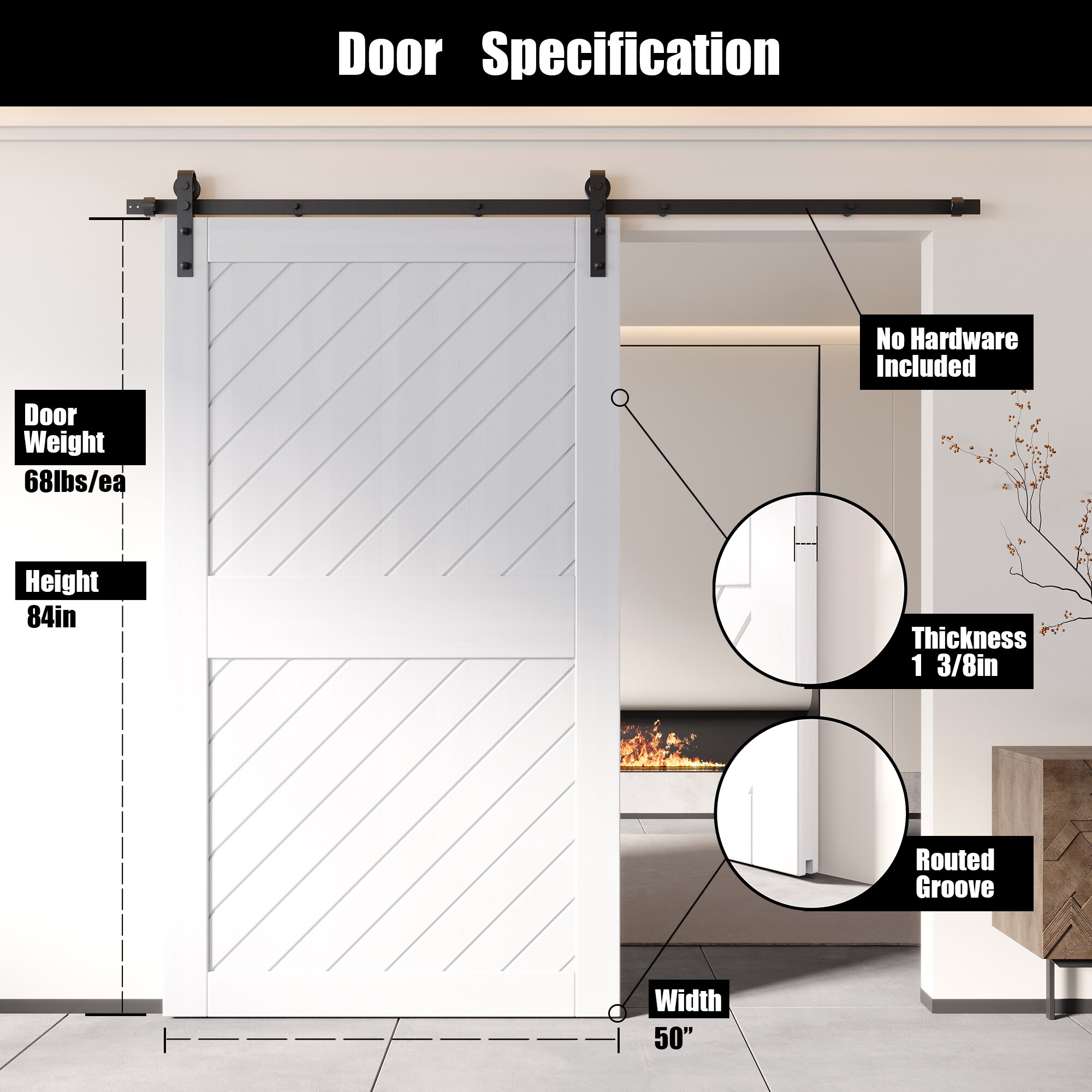 HOMACER XT1-5084-WH Barn-Doors - View #2
