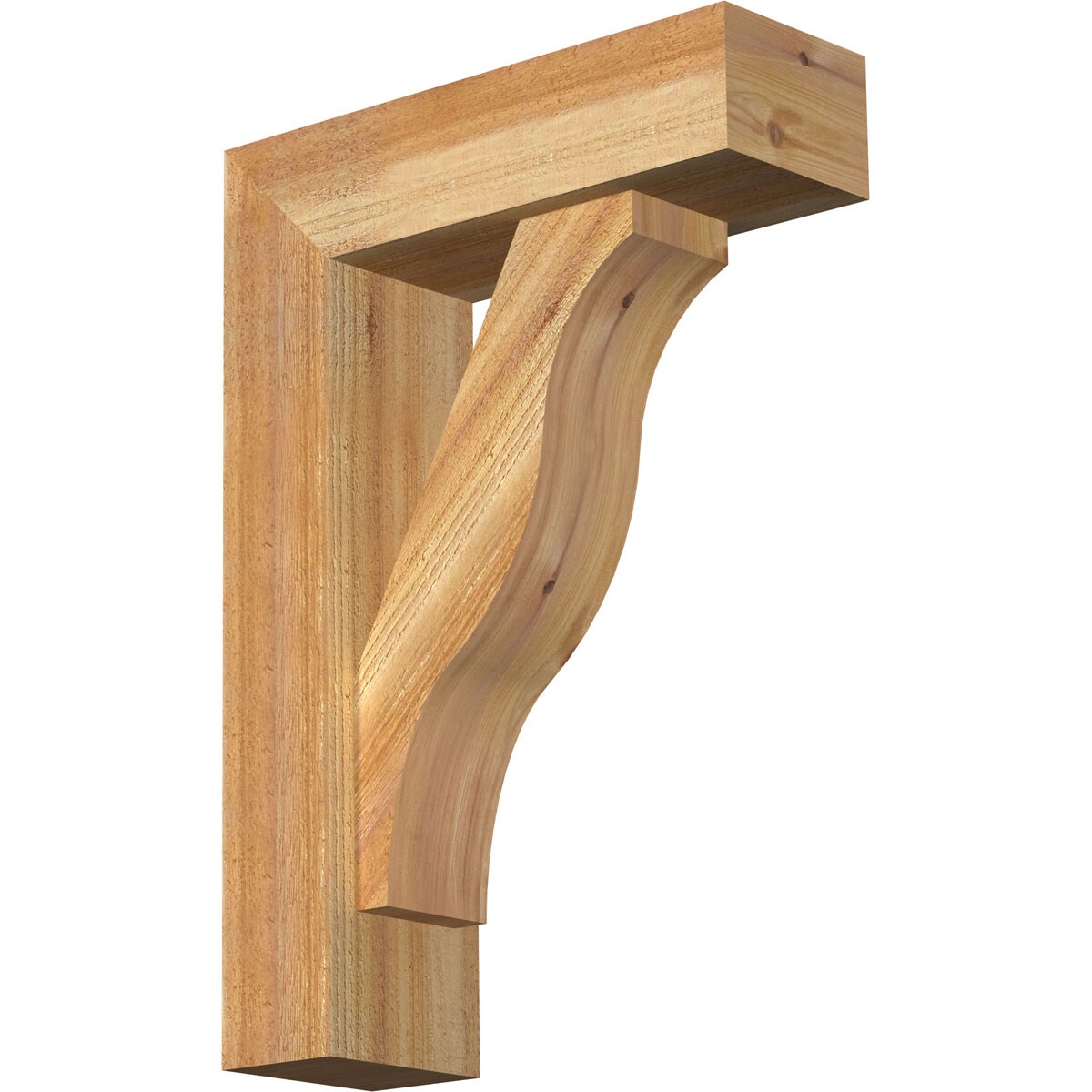 Ekena Millwork 1462236 Funston block rough sawnbracket with offset brace 6-in x 18-in x 26-in Western red cedar Brown Wood Standard bracket