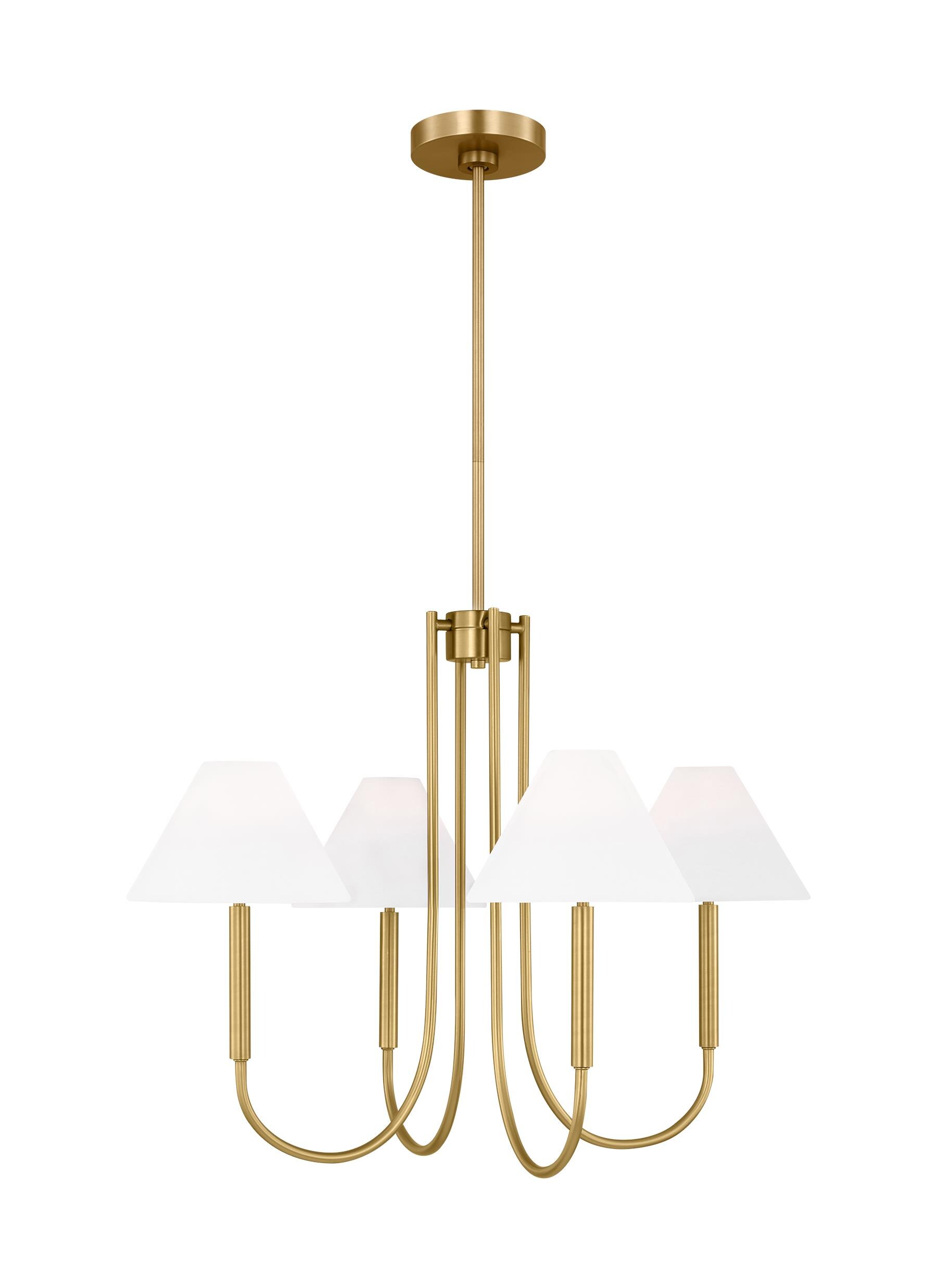 Scott Living DJC1024SB Porteau 5 -Light Satin Brass Transitional For Use in Dining Rooms, Foyers, Kitchens, Living Rooms Chandelier