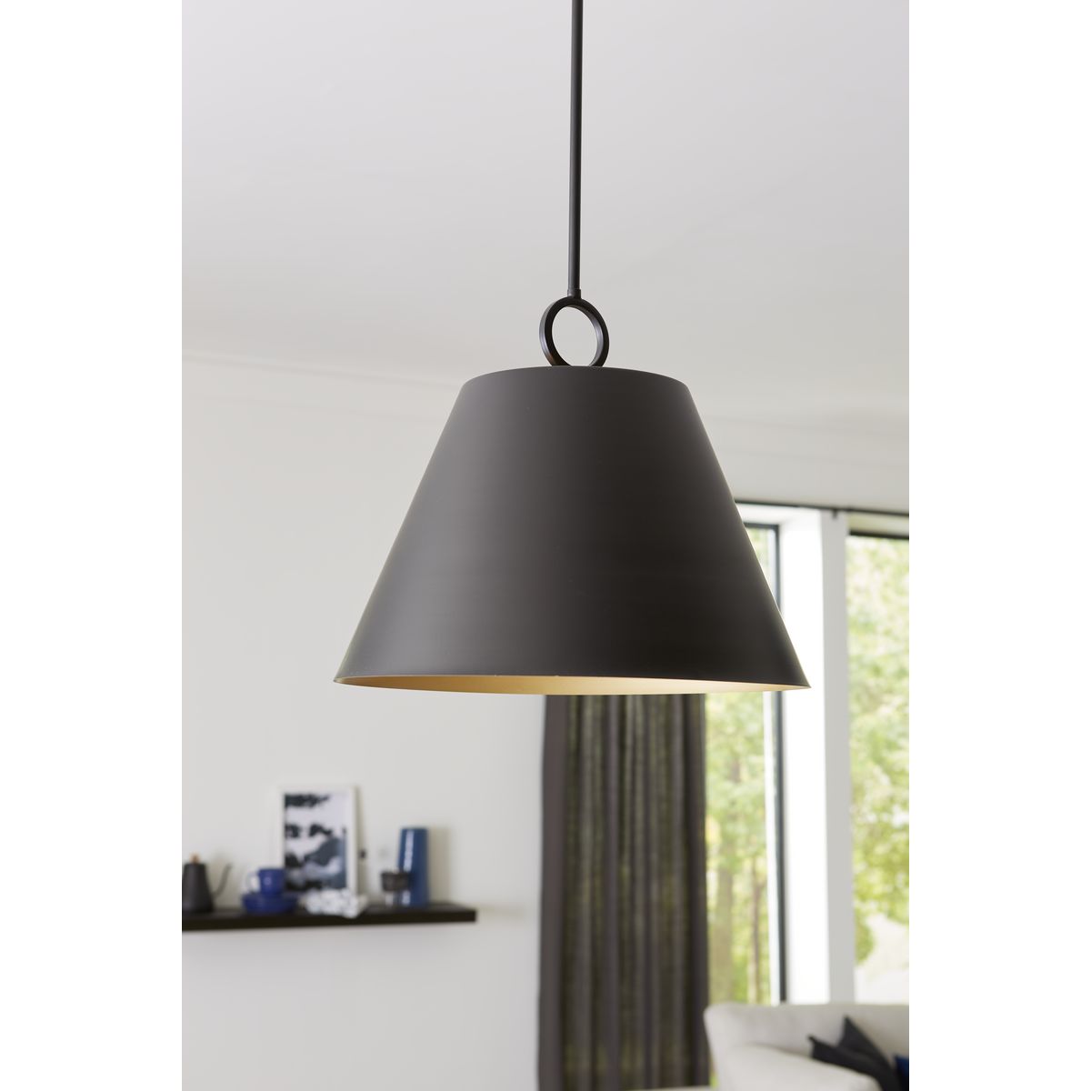 Progress Lighting Parkhurst 3-Light Matte Black Traditional Lantern Medium Hanging Pendant Light