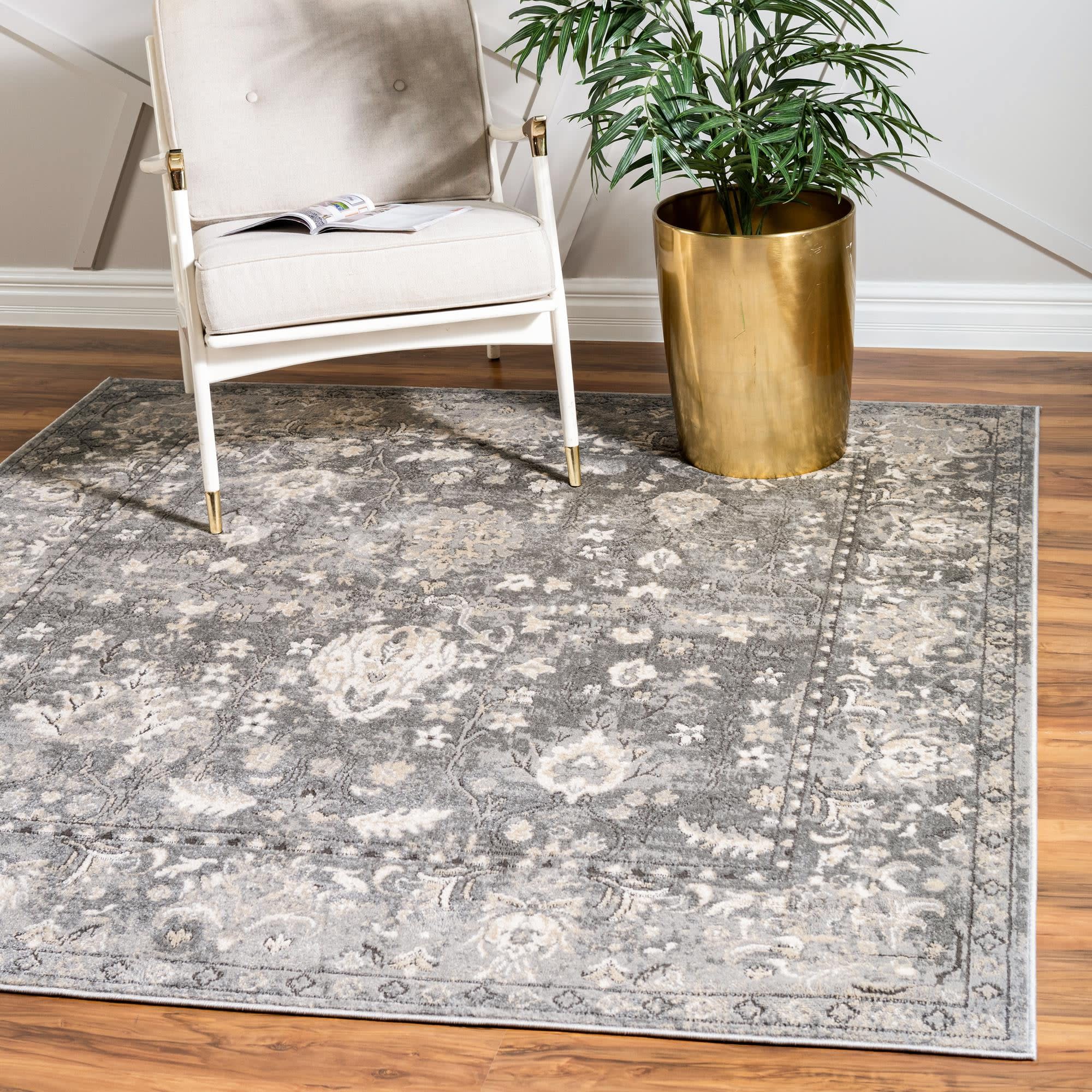 Unique Loom 3147247 Portland 8 x 8 (ft) Loomed Polypropylene Gray Square Indoor Border Area rug