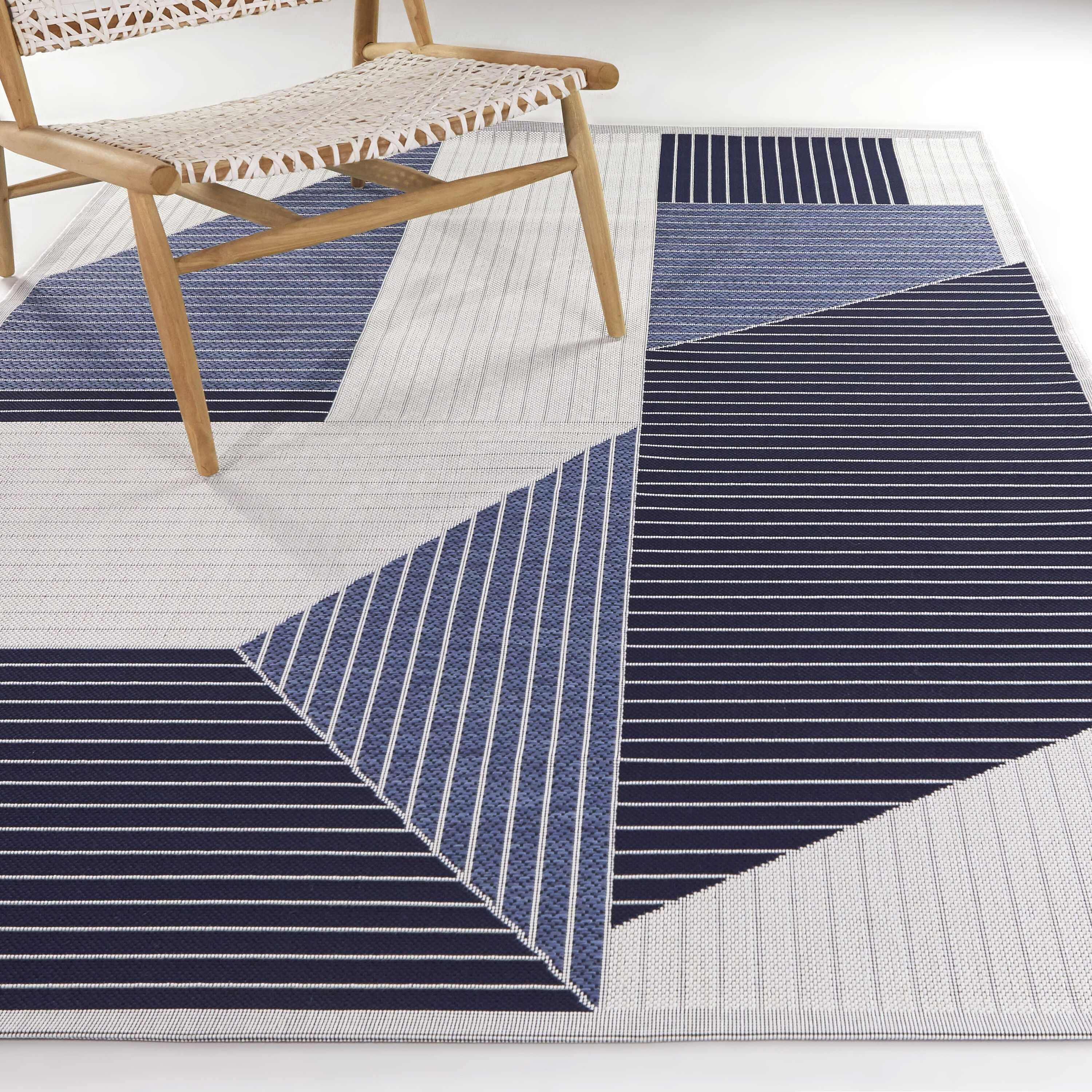 Balta 3116410 5 X 7 (ft) Blue Indoor/Outdoor Stripe Area Rug