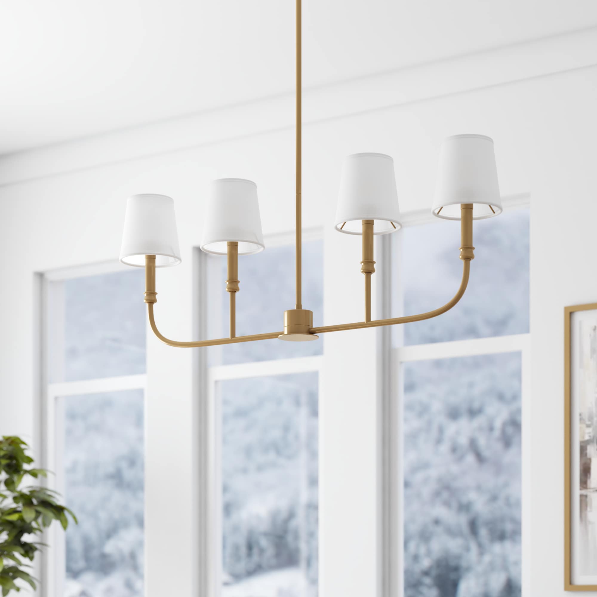Prominence Home 51892-26 Billet 4 -Light Brushed Gold Transitional For Use in Bedrooms, Dining Rooms, Foyers, Kitchens, Living Rooms Chandelier