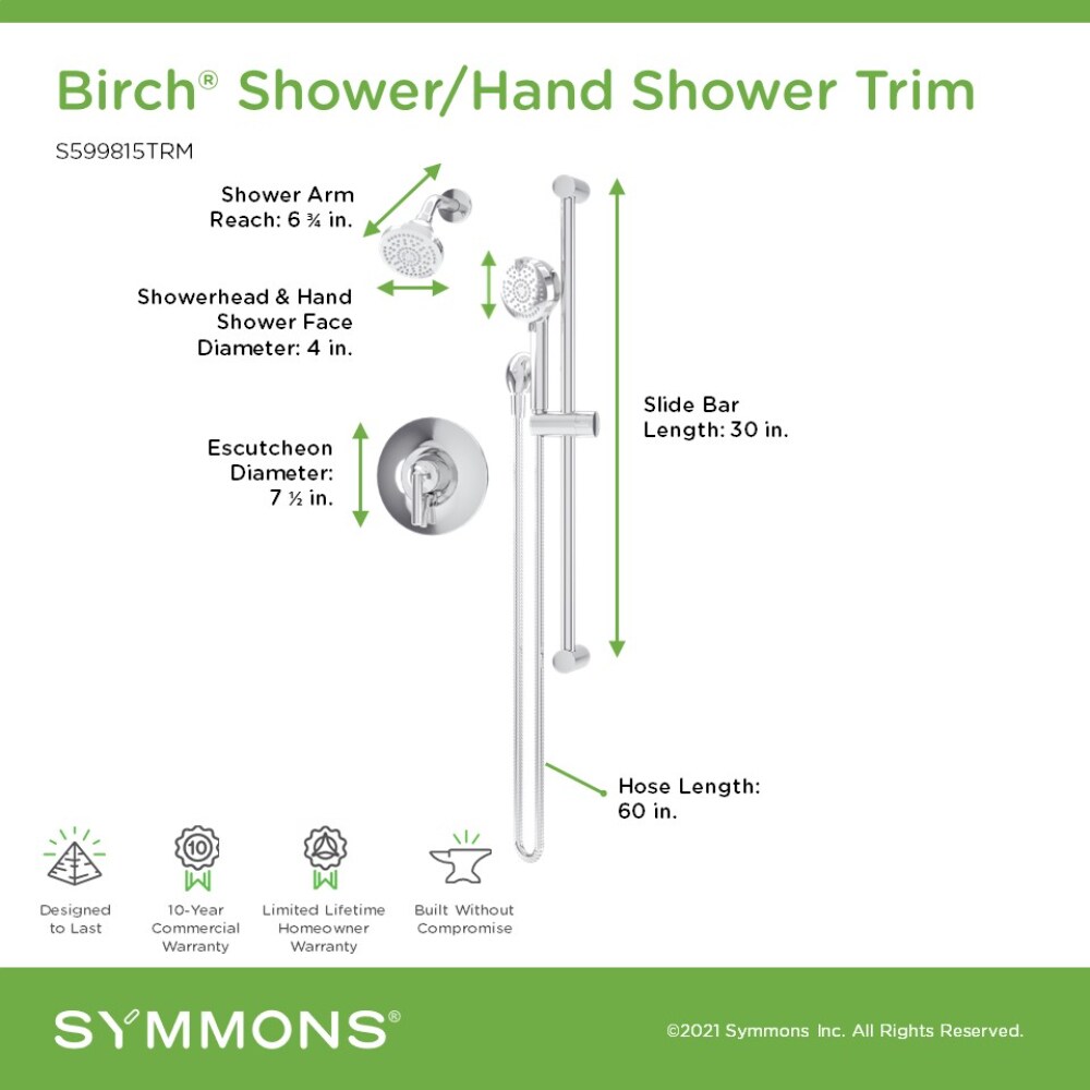 Symmons S599815TRM Showerhead-Bar-Panels - View #2