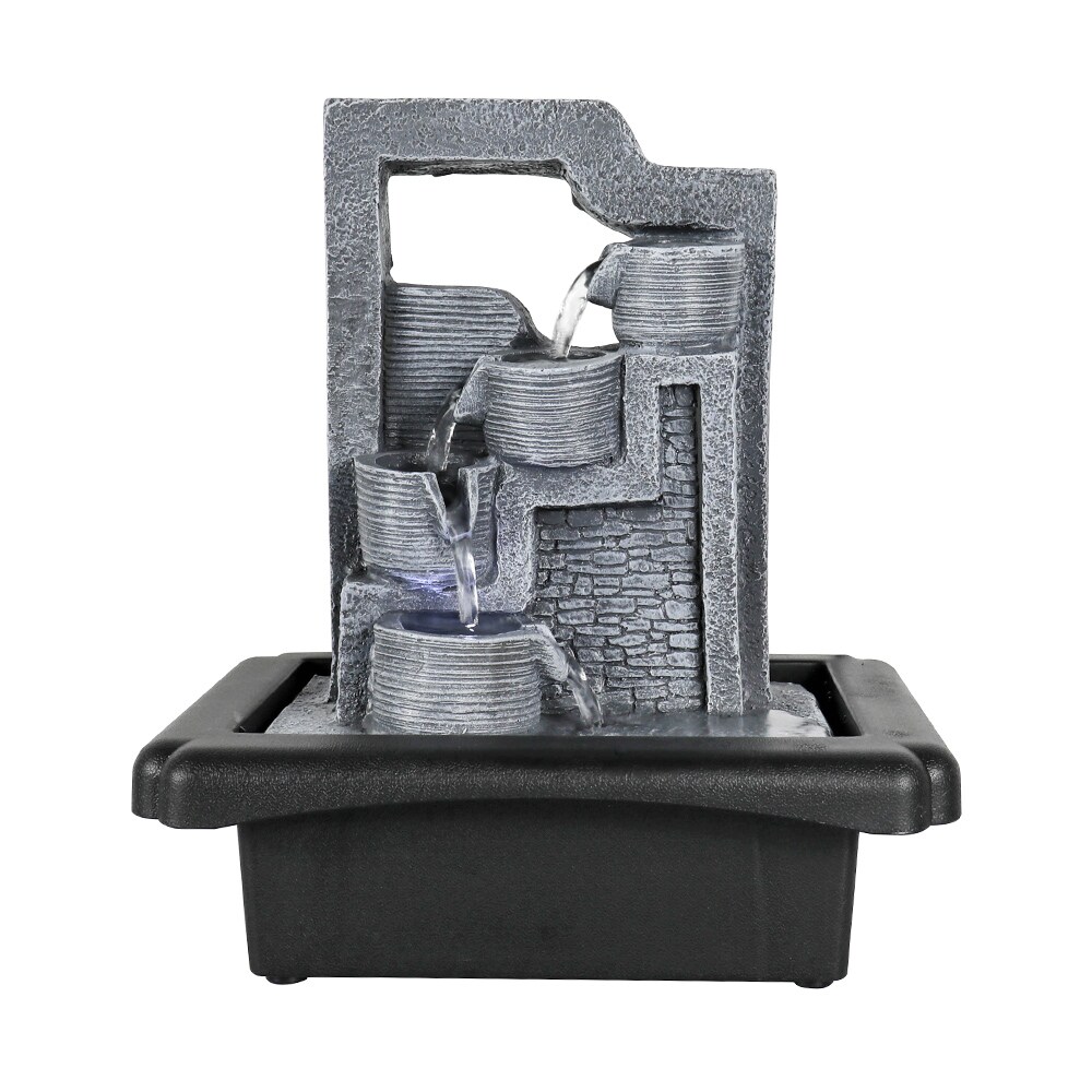 Watnature SJ22017-1 10.6-in H Resin Tiered Fountain Outdoor Fountain Pump Included