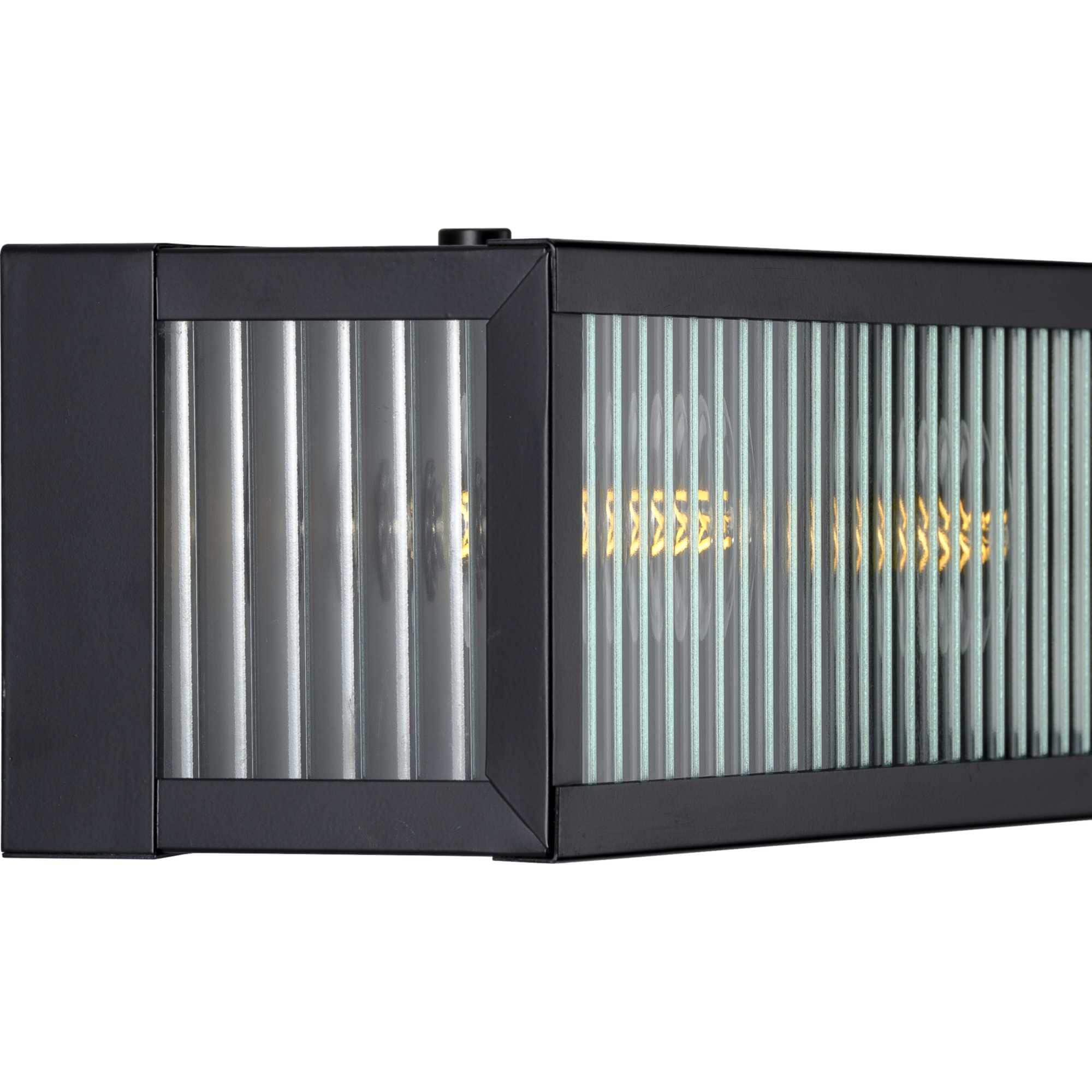 Matte Black Ribbed Glass 2-Light Bathroom Vanity Fixture