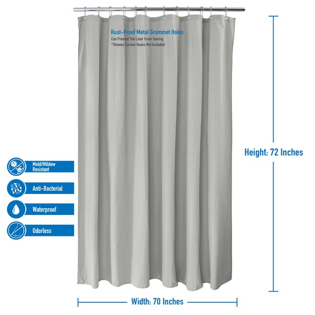 Polyester Silver Solid Shower Liner, Shower Curtain And Liner Difference